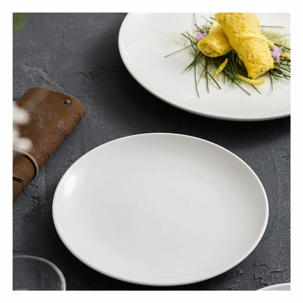 Talerze Obiadowe Białe ceramiczne talerze obiadowe, okrągłe talerze śniadaniowe i deserowe do steków(6.25inch)