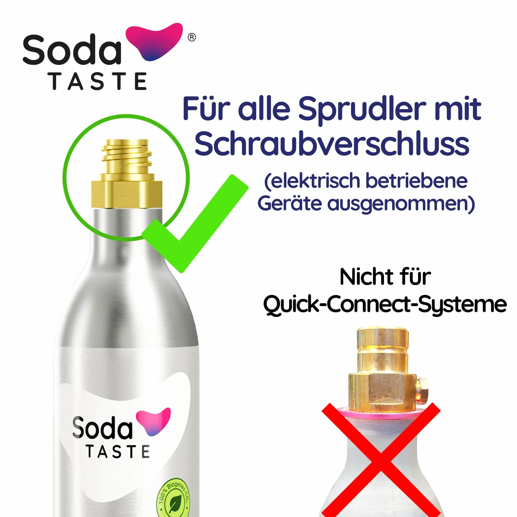 SodaTASTE Wymiana cylindrów CO2, 4 sztuki (uzupełnienie) do saturatora wodnego, o naturalnym aromacie limonki, bez syropu, do 240 l wody gazowanej o smaku, bez cukru (Uwaga: potrzebne 4 puste cylindry