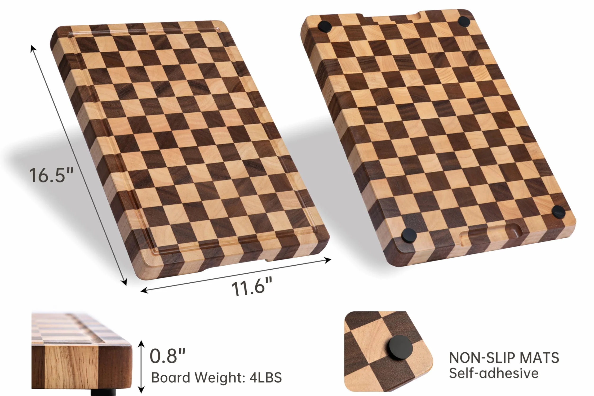 THETCHRY Deski do krojenia do kuchni, design in USA, duża deska do krojenia z drewna akacjowego, deska do krojenia w kratkę z rowkami i uchwytami na sok, taca do serwowania z pudełkiem prezentowym 42