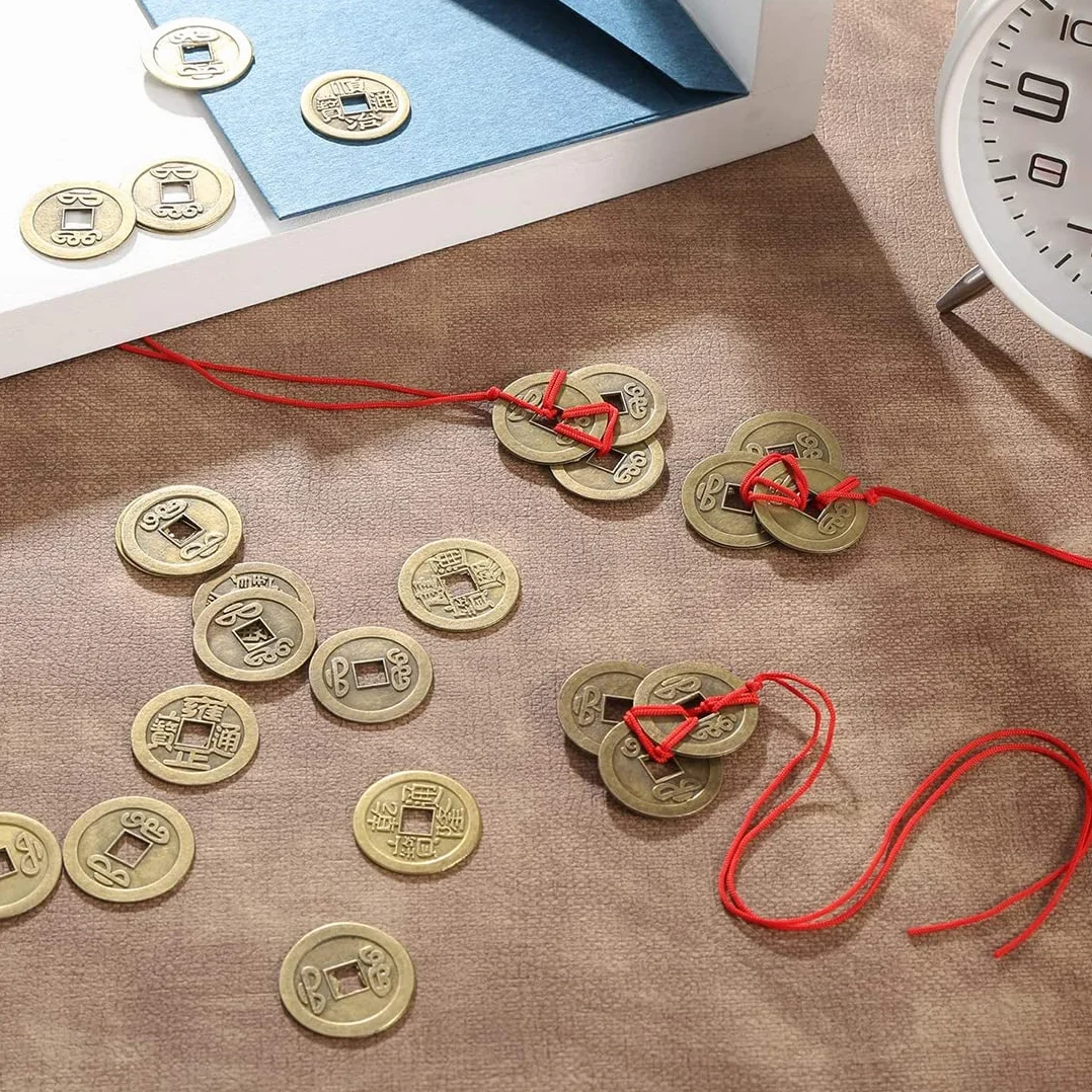 100 sztuk monet na szczęście I-Ching dla zdrowia i dobrobytu, chińskie monety Feng Shui, 2 cm