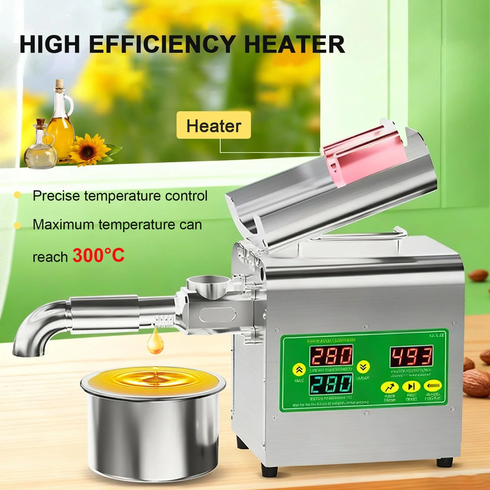 Prasa do oleju, automatyczna produkcja oleju, 1800w wyciskarka oleju do tłoczenia na zimno i na gorąco, maszyna do tłoczenia oleju z inteligentnym regulatorem temperatury 104-572°C