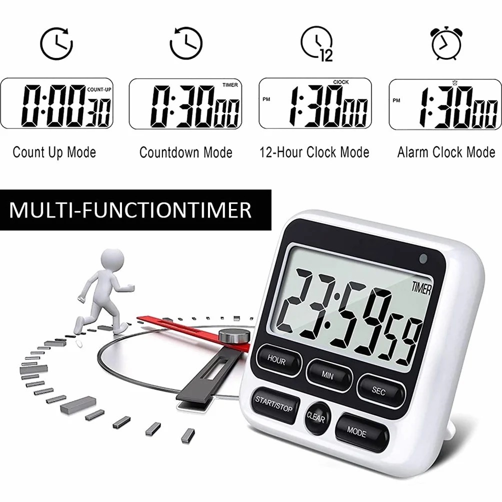 Timer kuchenny, cyfrowy minutnik do odliczania kuchni, zestaw cyfrowy zegar kuchenny z ekranem, cyfrowy zegar, kwadratowy minutnik, zegar do odliczania, budzik z odliczaniem, stoper snu
