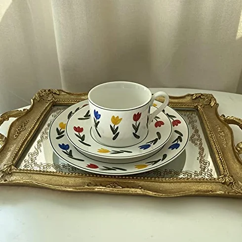 Kubek do kawy, prezent dla taty, kubek na prezent, kubek do kawy retro kwiat biały ceramiczny kubek do kawy spodek zestaw śniadanie picie filiżanka do herbaty