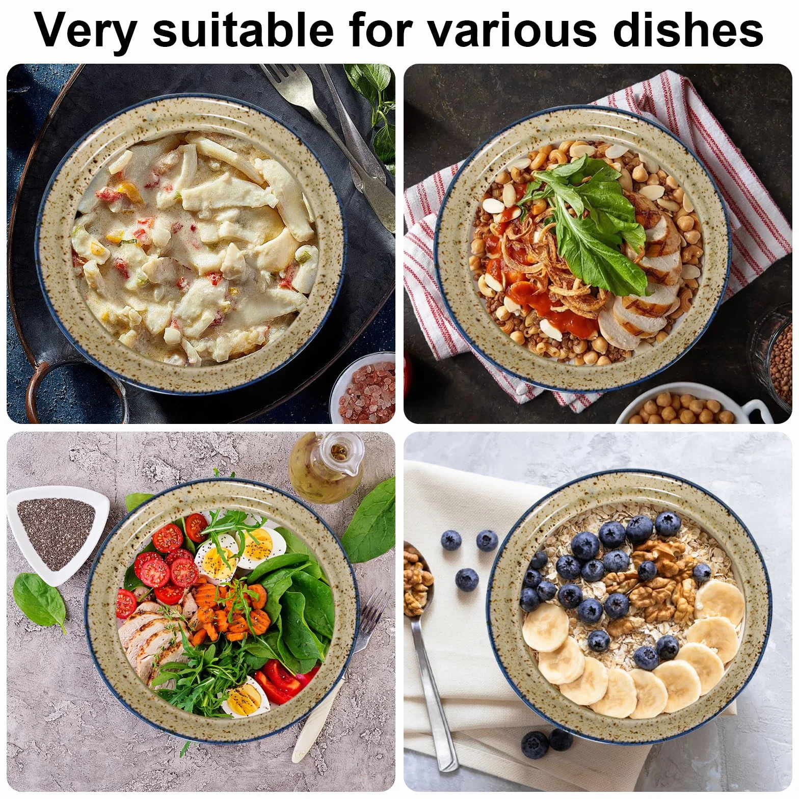 2 x zestaw misek do ramen 800 ml, ceramiczna miska do ramen z pokrywką, łyżką i pałeczkami, japońska miska na zupę, azjatyckie naczynia Ø 16 cm, miska na rameny, sałatki, musli (A)