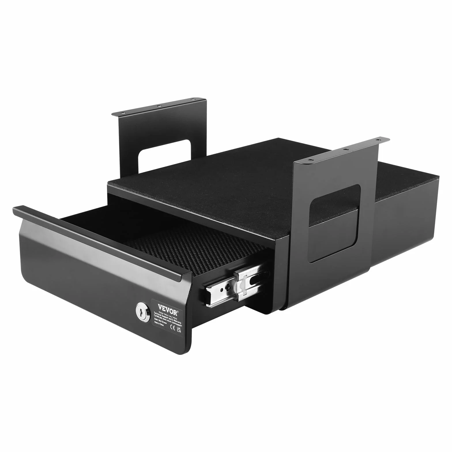 VEVOR Wysuwana szuflada pod biurkiem o szerokości 33 cm, montowany pod biurkiem, ukryty organizer do przechowywania na biurku, zamykana szuflada na ołówki pod stołem, do stacji roboczej, 35 x 33 x 18