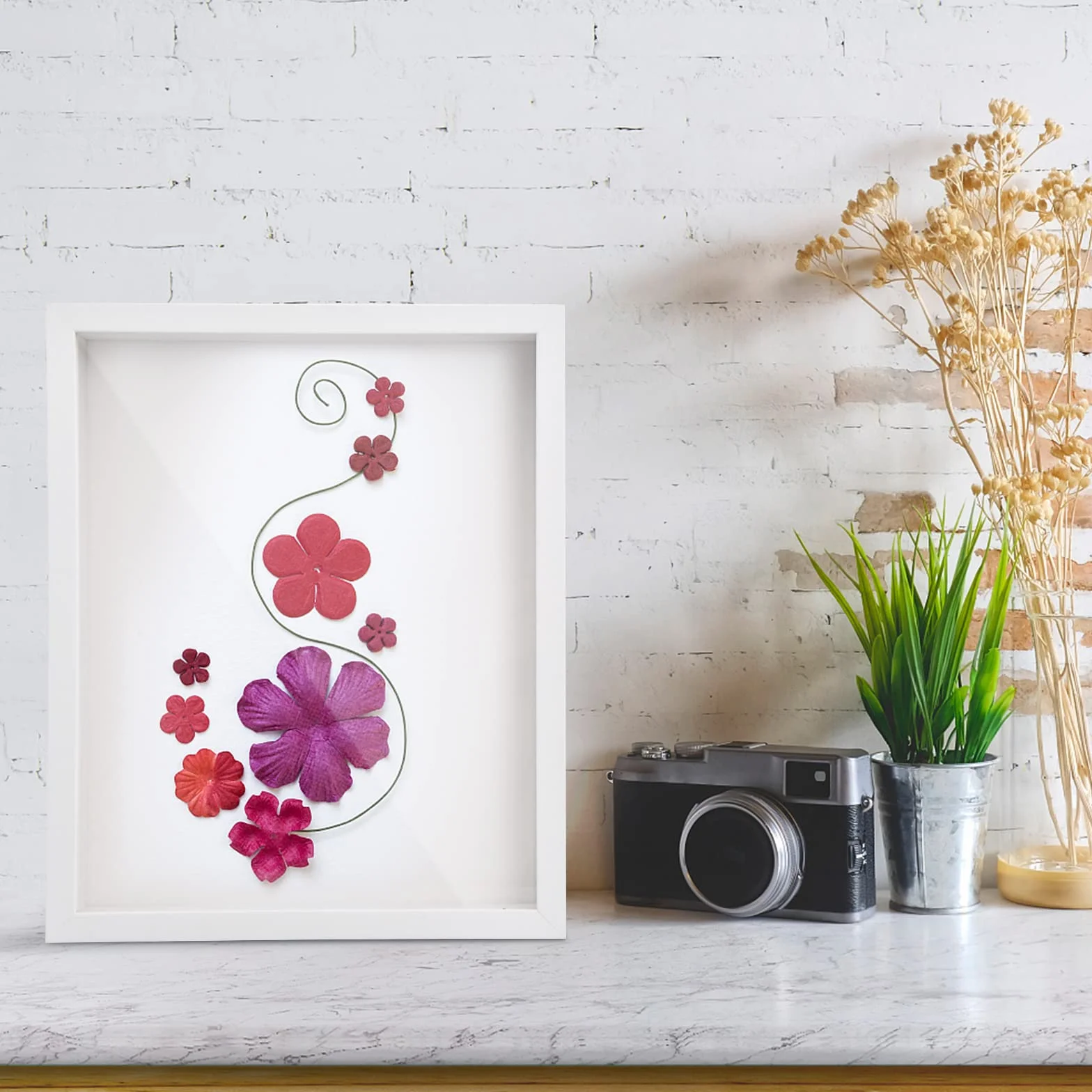 Pudełko z cieniem 3D, głęboka ramka na zdjęcia 27 x 22 cm, na blat i ścianę, drewniana ramka na zdjęcia 3D na bilety, medal, kwiaty, pamiątki, rękodzieło, białe, 5 cm