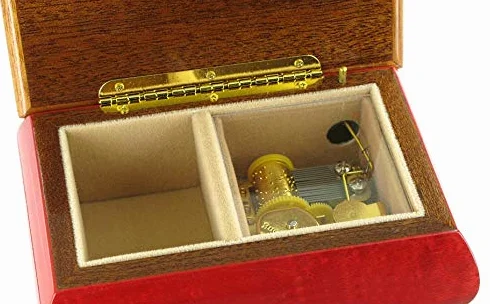 Lutèce Créations Drewniana pozytywka na biżuterię / pozytywka na klejnoty z wkładką z instrumentami muzycznymi i 18-nutowym mechanizmem nakręcania - Pachelbel's Canon