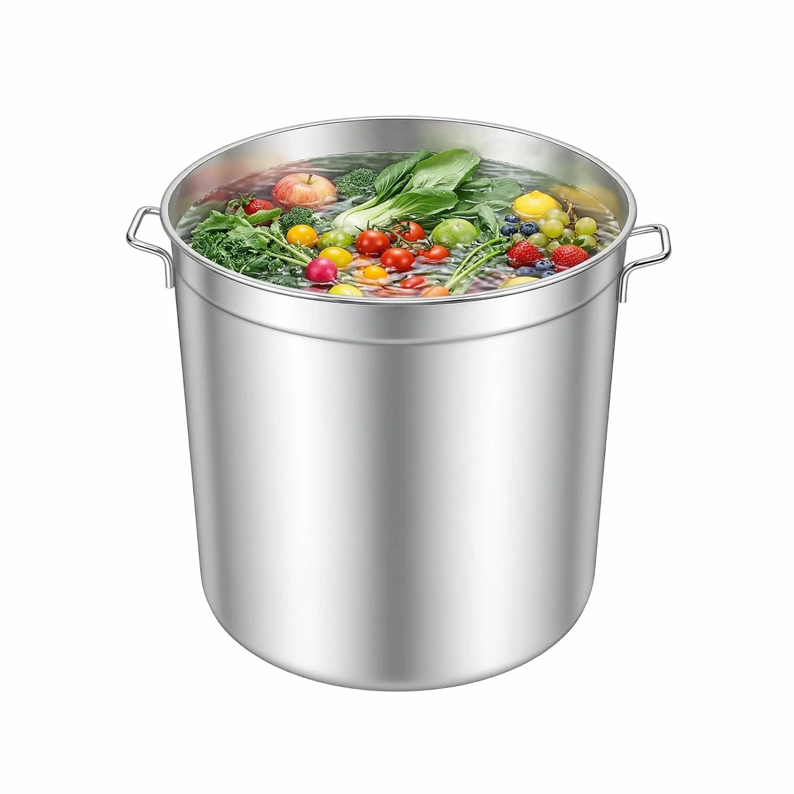 Garnek do duszenia ze stali nierdzewnej, 100 litrów, specjalny garnek do duszenia gastronomicznego, z pokrywką i koszem sitkowym, nadaje się do gotowania, gotowania na parze i smażenia, wymiary: 49,5