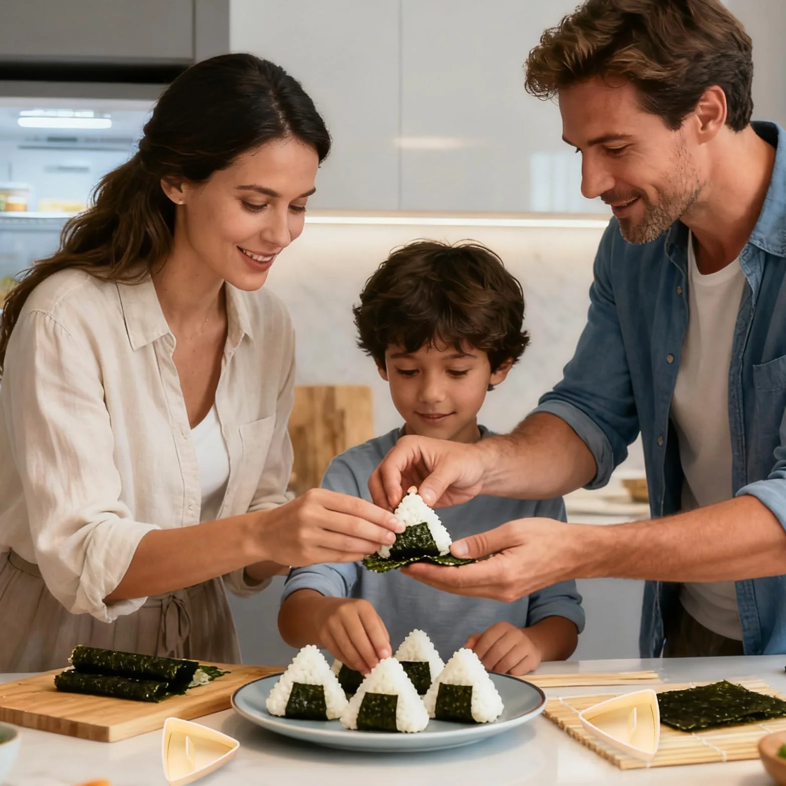 3 formy do samodzielnego przygotowania sushi i kulek ryżowych Onigiri Maker, gładka powierzchnia, łatwa do czyszczenia, odpowiednia dla początkujących