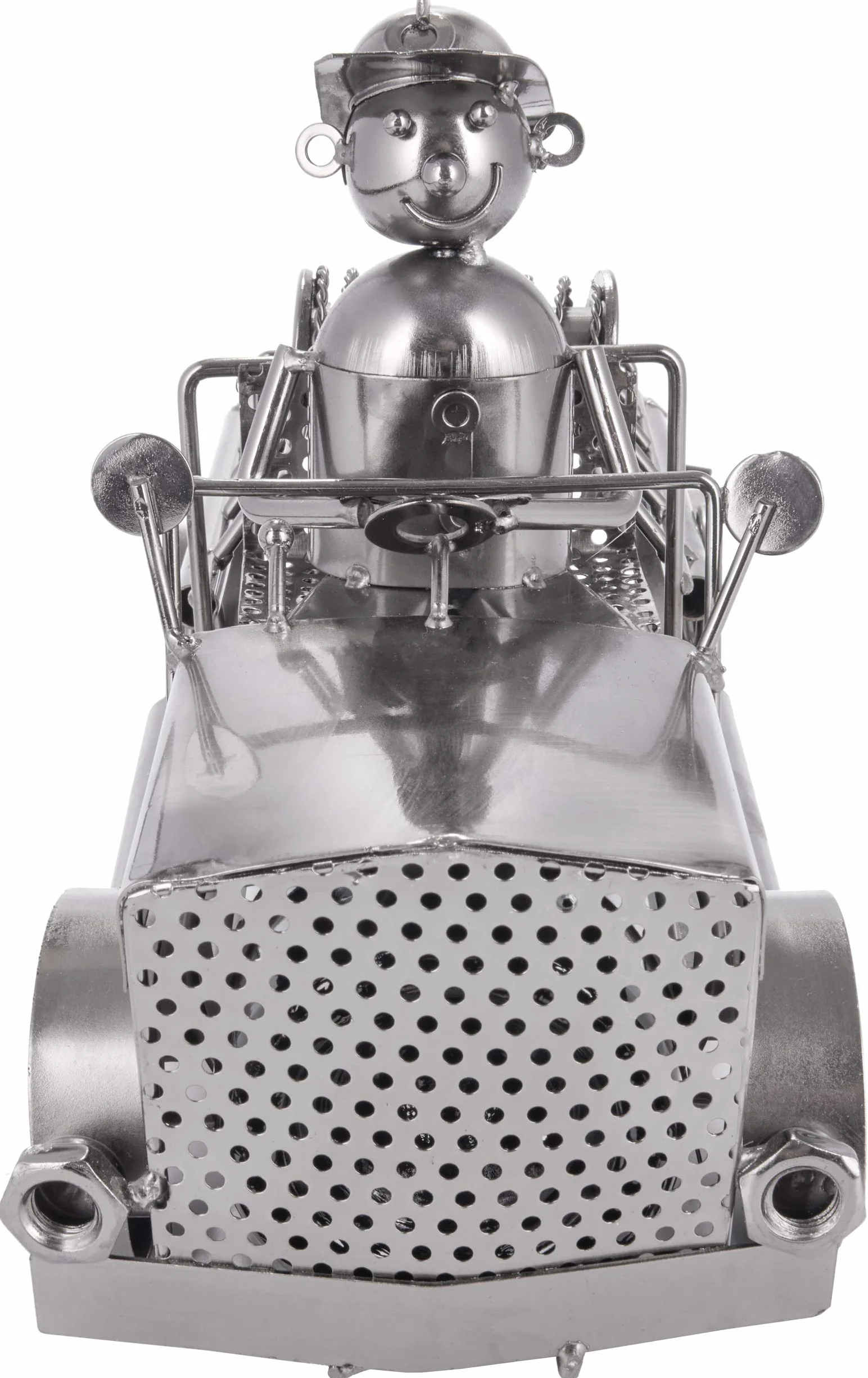 BRUBAKER Uchwyt na Butelkę Wina Wóz Strażacki - Wóz Strażacki Metalowa Rzeźba Stojak na Butelkę - 32 cm Metalowa Figura Prezent na Wino Dla Strażaków i Strażaczek - z Kartką z Życzeniami