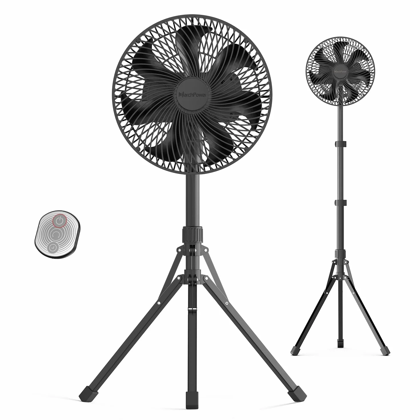 Marchpower Przenośny regulowany składany wentylator stojący 4-biegowy wentylator stołowy 10000 mAh akumulator z torbą Ø10''/23.2cm