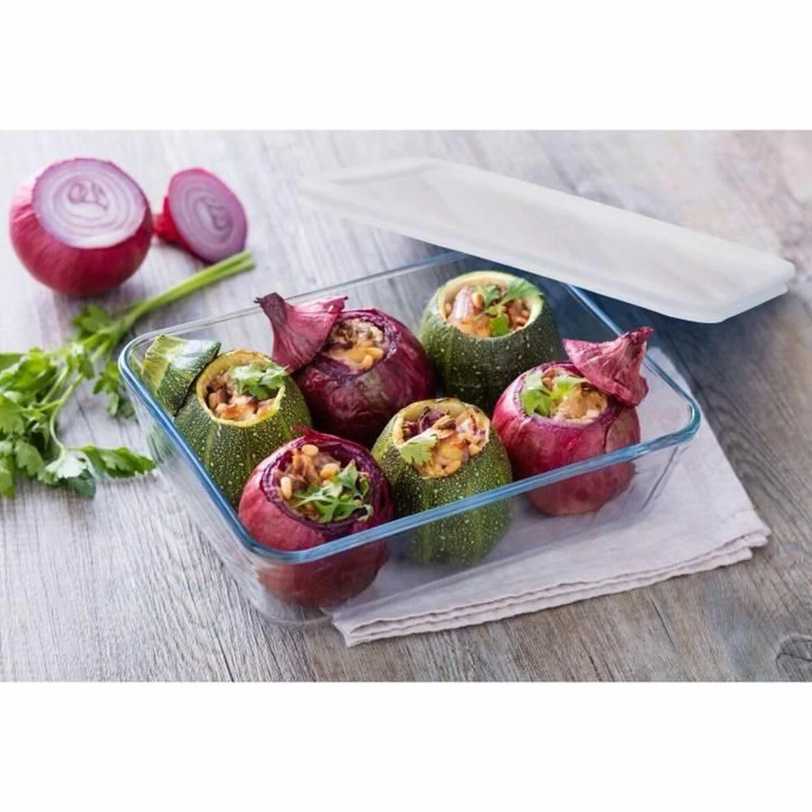 Pyrex 242P000 Cook & Freeze prostokątne naczynie z plastikową pokrywką, szkło, 1,5 litra