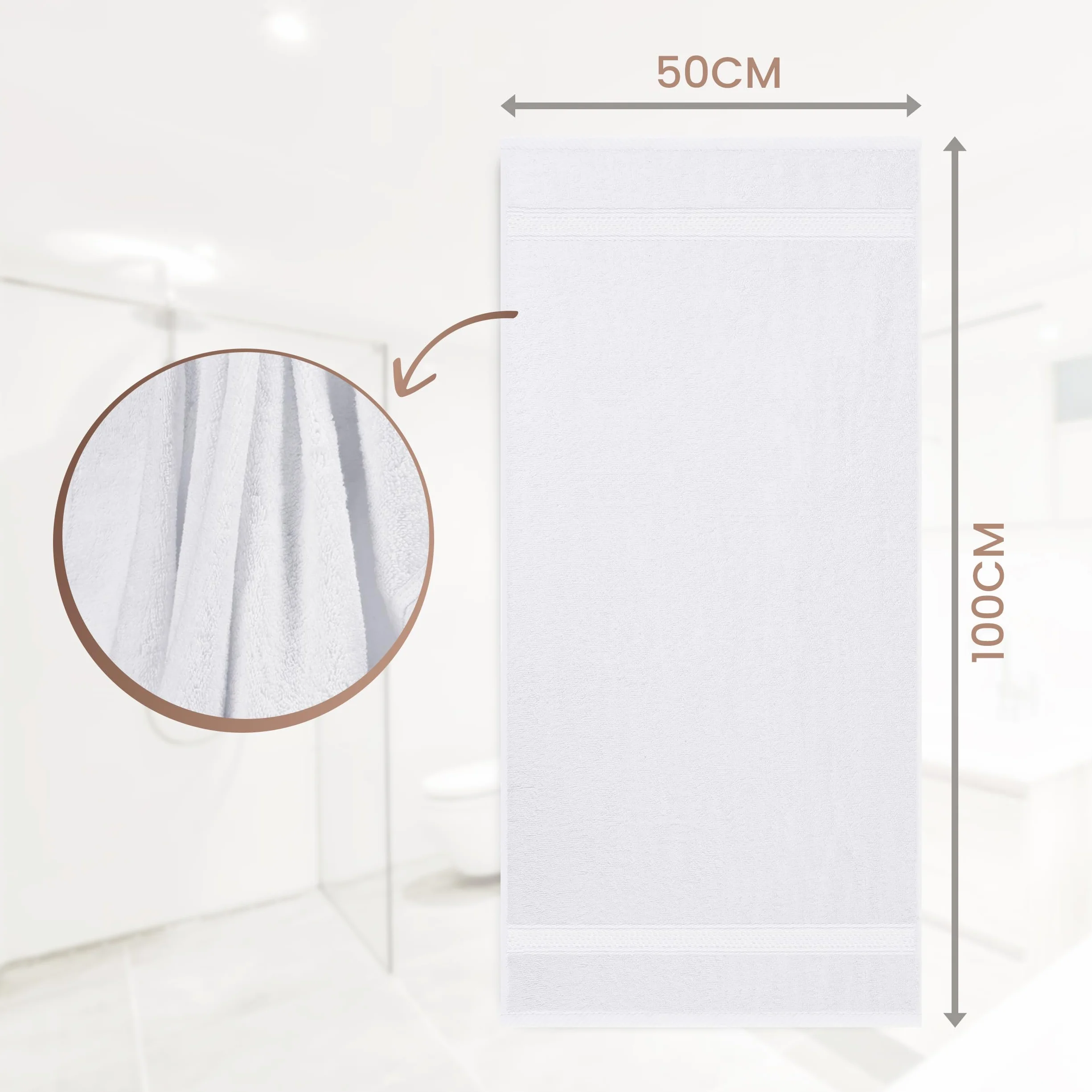 Utopia Towels - Zestaw 6 (50 x 100 cm), ręczniki kąpielowe, ręczniki toaletowe o wysokiej chłonności z haczykiem, 100% bawełna pierścień przędzalniczy z haczykiem (Biały)