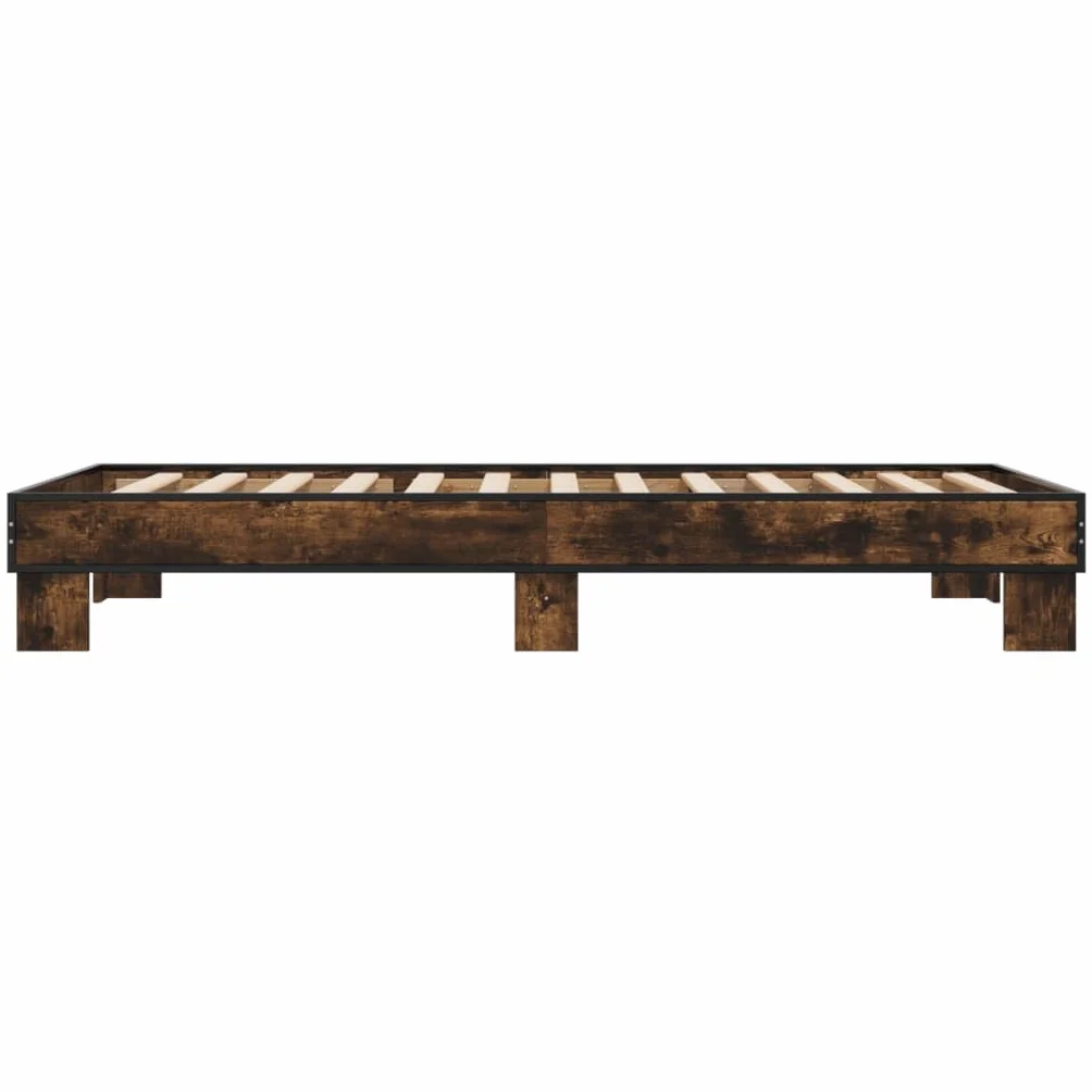 Rama łóżka rodzinnego łóżko podwójne łóżko sypialnia meble rama łóżka dąb wędzony 100 x 200 cm materiał drewnopochodny i metal