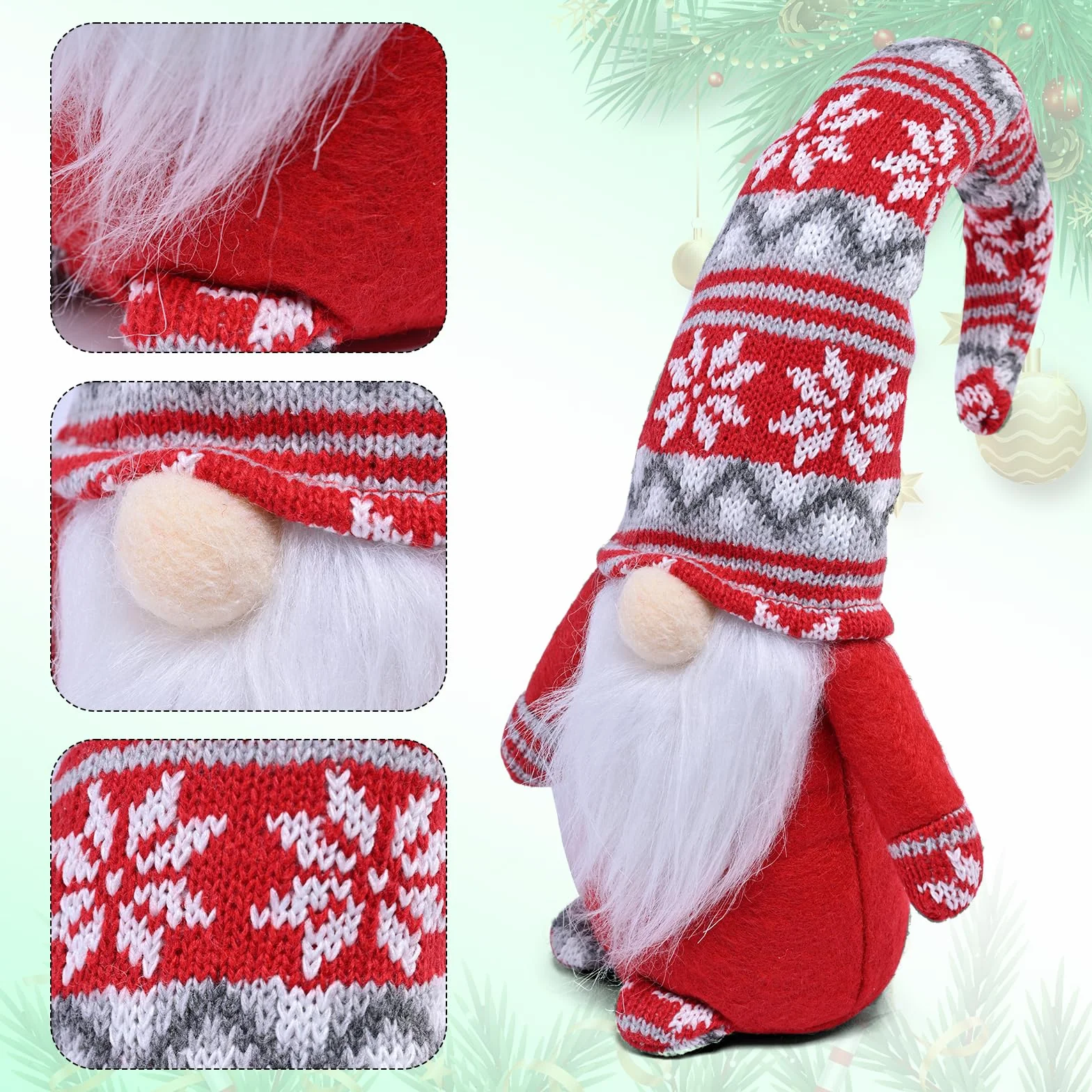 Świąteczny skrzat, figurki skrzatów do dekoracji świątecznych, 42 cm wysokości Santa Tomte Gnome do dekoracji świątecznych