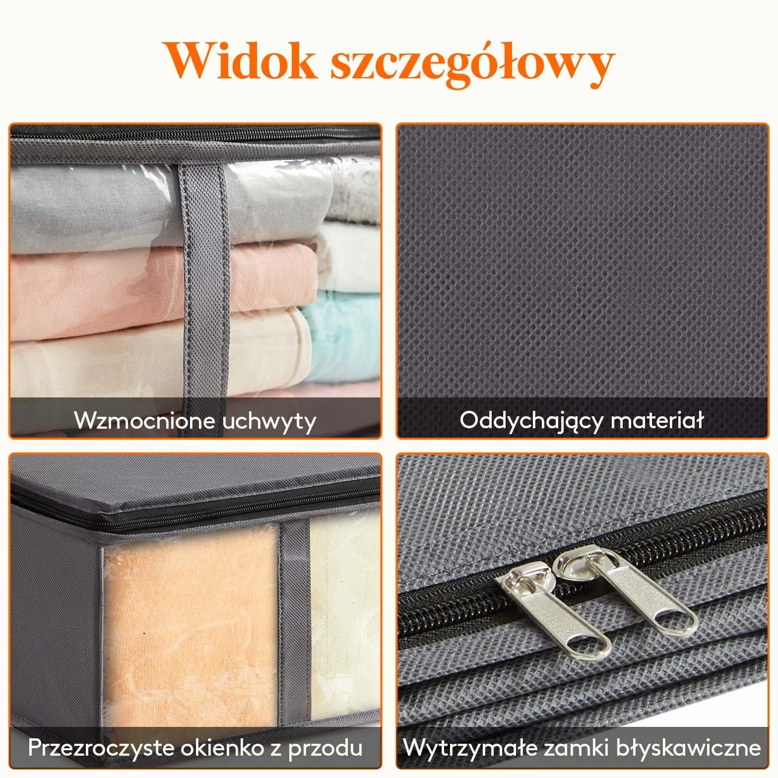 Lifewit Pojemniki Do Przechowywania Pod Łóżkiem 3 sztuki Składane Z Przezroczystym Oknem Szary