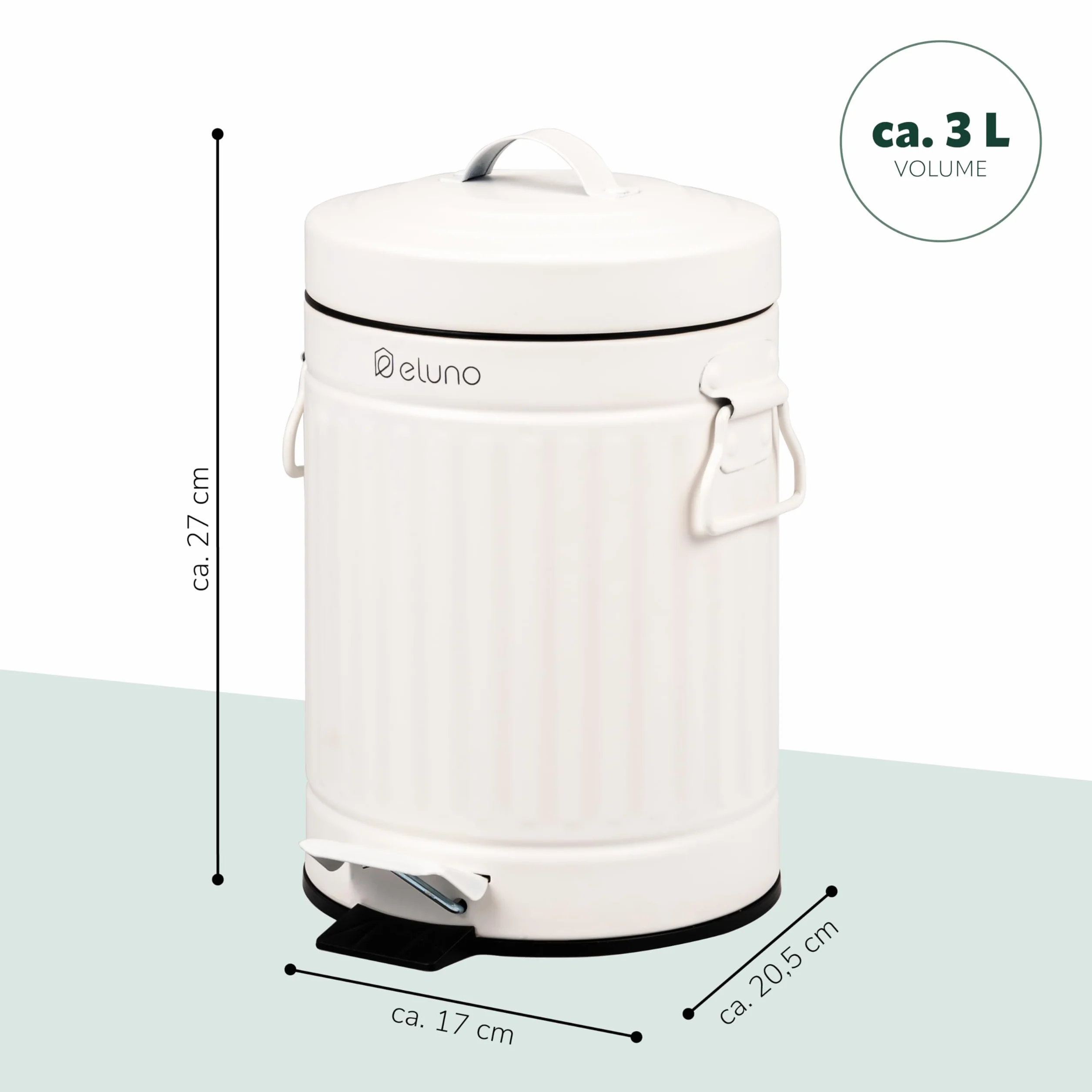 eluno Kosz na kosmetyki Vintage z pedałem 3 l Soft-Close biały