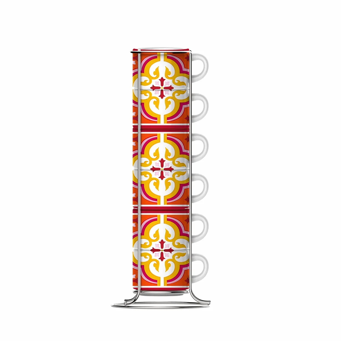 Bialetti Zestaw 6 filiżanek do kawy do układania w stos, pomarańczowa, nowa kolekcja Sunset Infinity