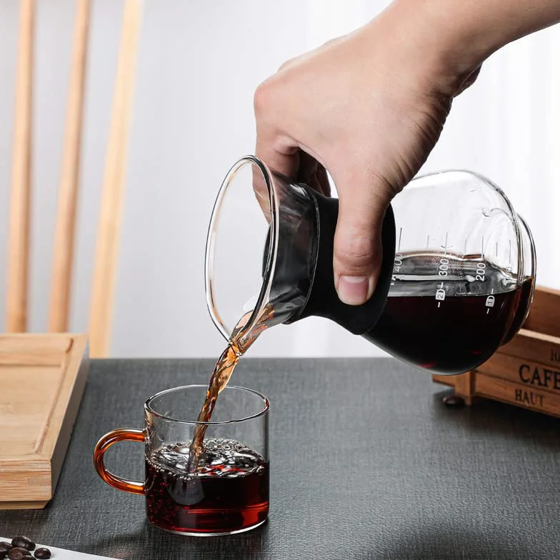 PIQIUQIU Pour Over ekspres do kawy 400ml, szklany ekspres do kawy, ręczny ekspres do kawy kroplowy, ręczny ekspres do kawy z filtrem ze stali nierdzewnej