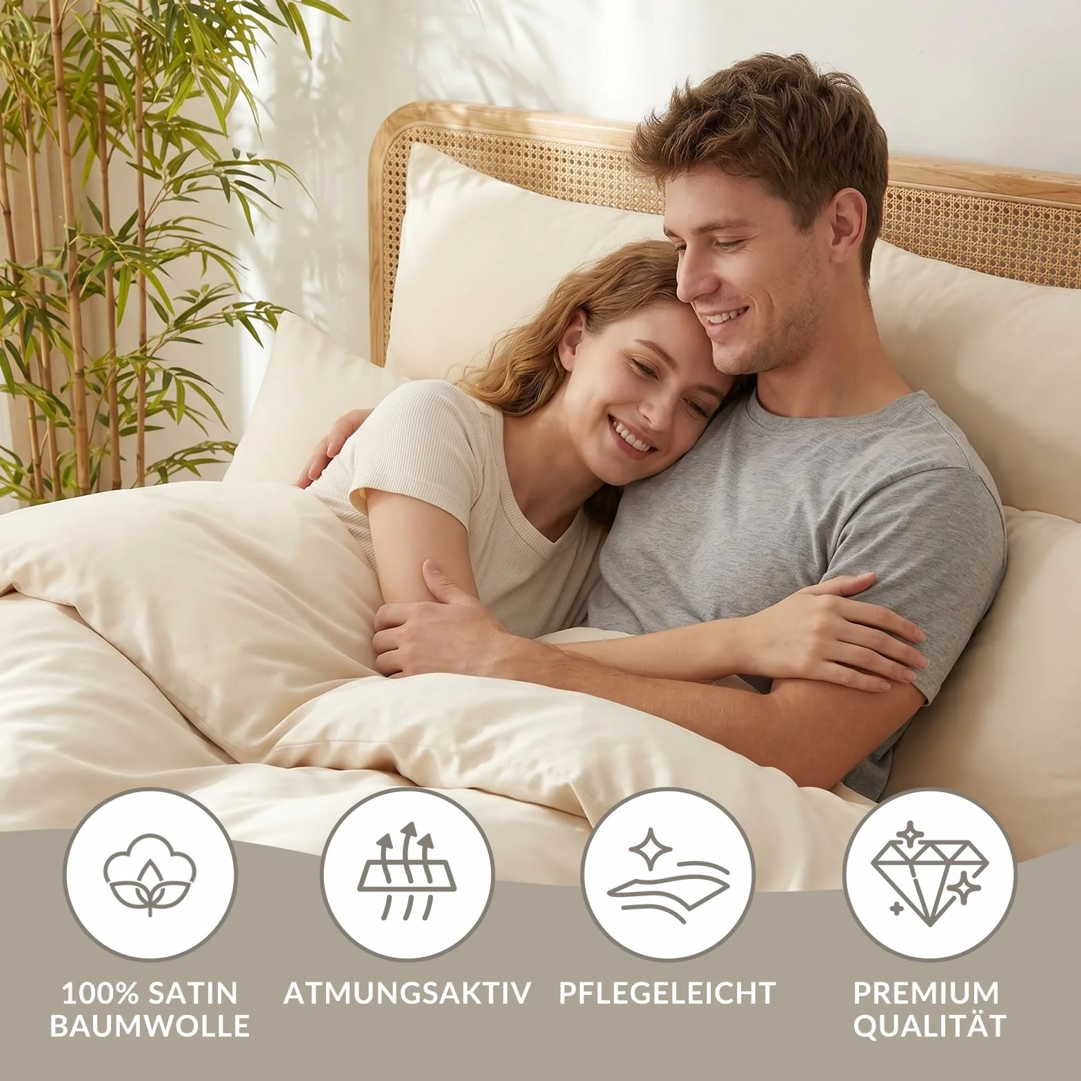 Bailix Pościel satynowa klasy premium, 135 x 200, 2-częściowa, ze 100% bawełny, Öko-Tex, luksusowa, błyszcząca satyna z zamkiem błyskawicznym, zestaw pościeli z 1 poszewką na kołdrę 135 x 200 + 1