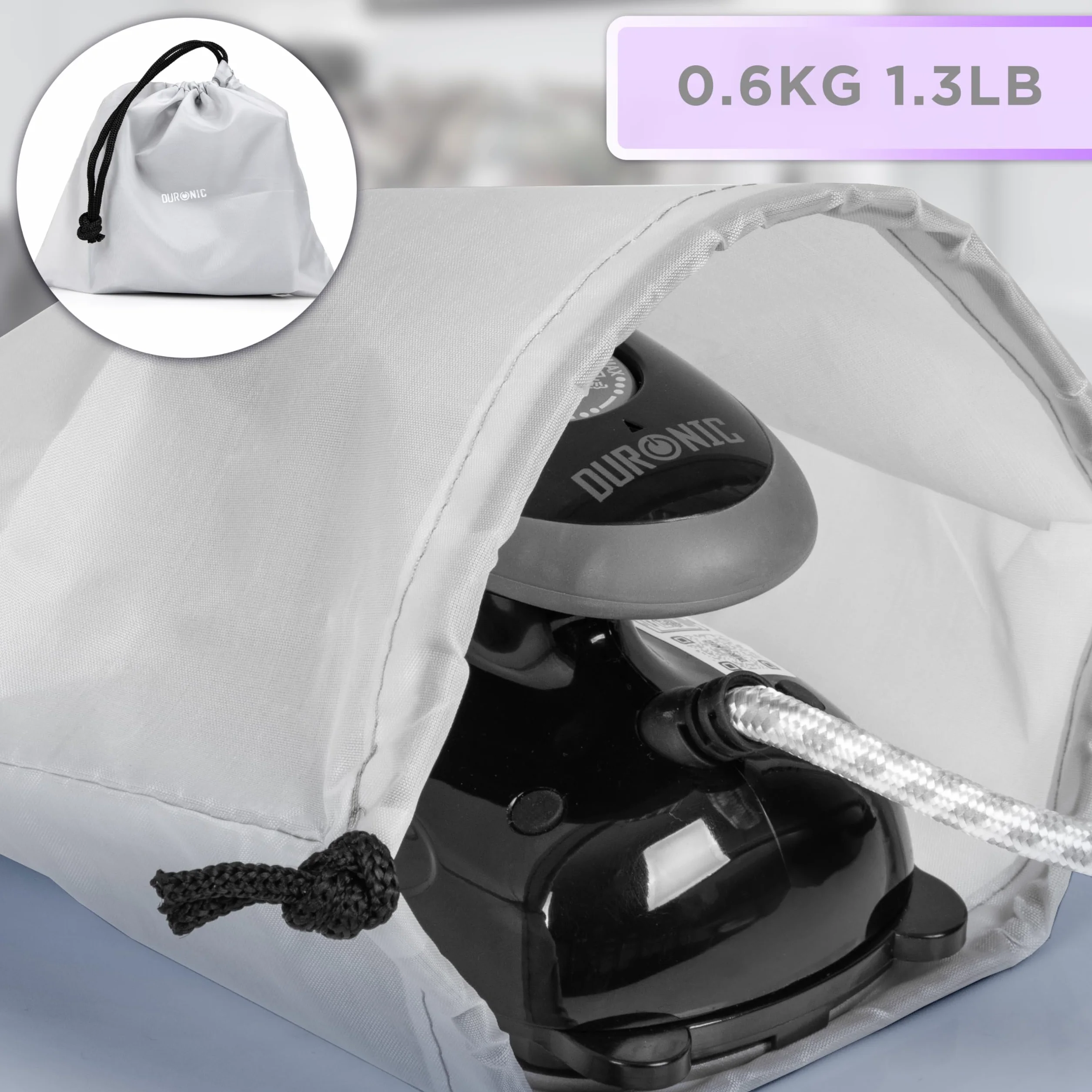 Duronic SI2 BK Żelazko podróżne 375W czarne | Pokrowiec i pojemnikna wodę 50ml | funkcja pary | turystyczne mini żelazko na wyjazdy | nieprzywierająca stopka | dla rawo - i leworęcznych | decoupage