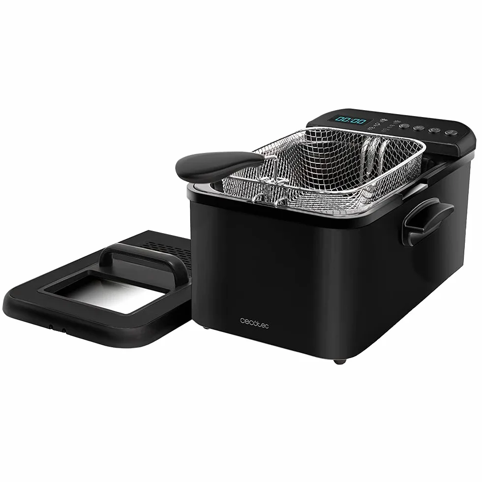 Cecotec Frytownica olejowa Cleanfry Luxury 4000 Czarna 4,2 litra. 3270 W, stal nierdzewna lakierowana na czarno, 5 programów wstępnych, filtr OilCleaner.