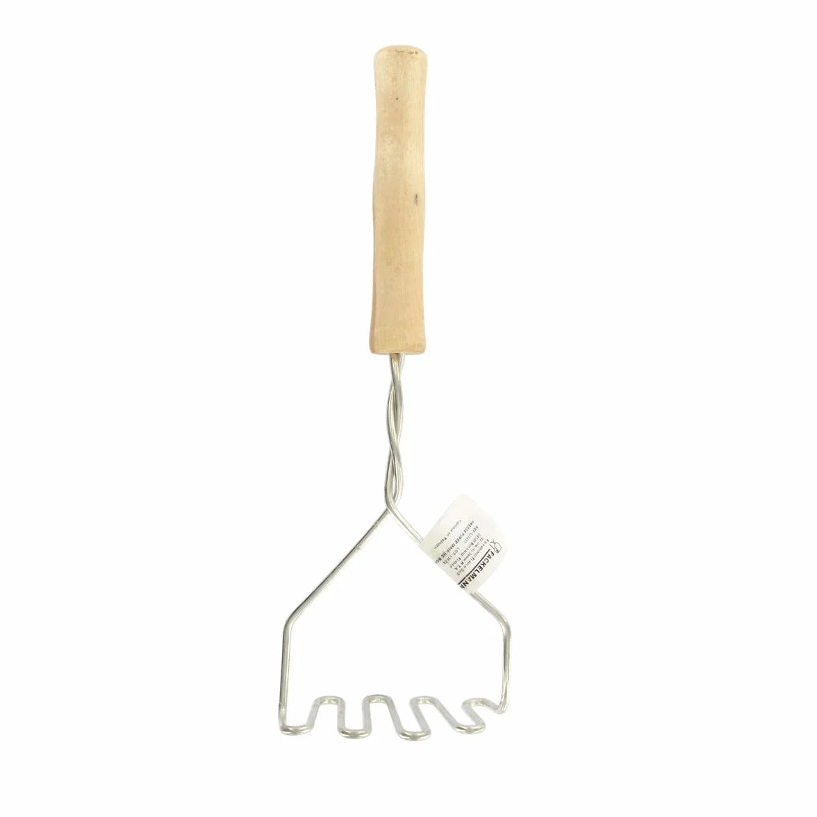 Fackelmann 521417 Ręczna prasa do puree, wyciskarka do warzyw, profesjonalna prasa do puree, kruszy warzywa, drewno, stal nierdzewna, 29 x 9,5 x 5,5 cm