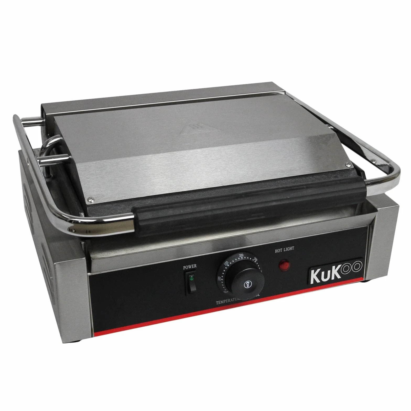 KuKoo grill kontaktowy (2200 W) - 2 płyty, temperatura 50-300°C, bezpłatna szczotka do czyszczenia + 2 tacki ociekowe, płyta grillowa Panini