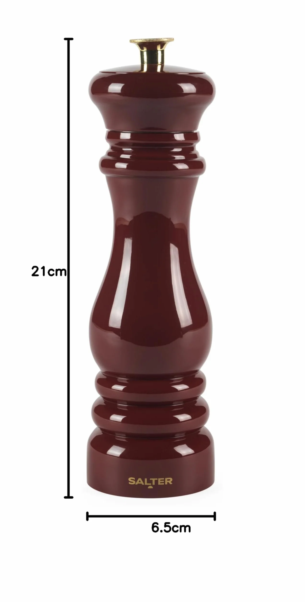 Salter Chester Solniczka i Pieprzniczka - Uniwersalny Ceramiczny Młynek, Regulowany Drobnego do Grubego, Możliwość Ponownego Napełniania, W Zestawie Dodatkowa Nasadka, Akryl Wysokim Połysku, Czerwony