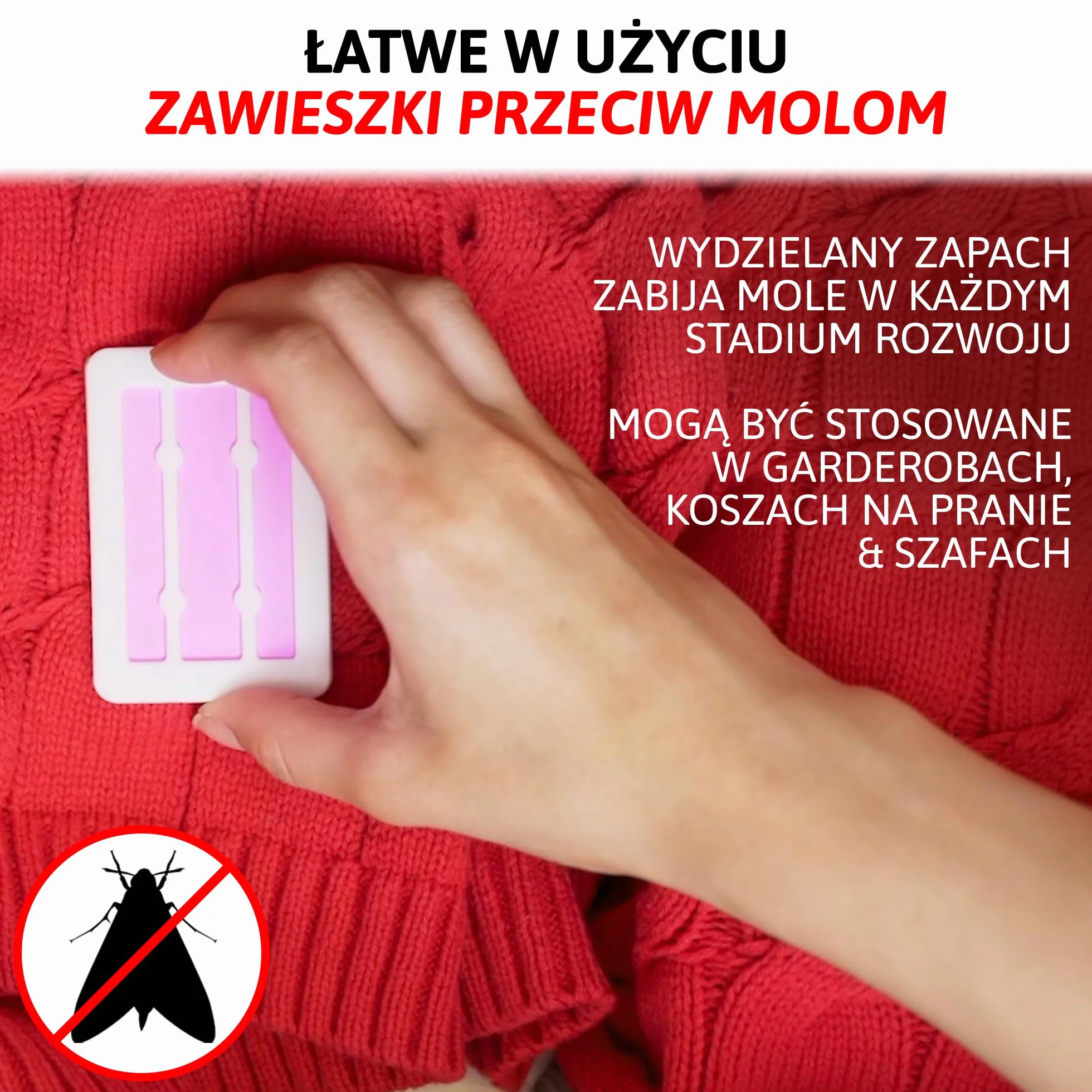 Aviro Zawieszka na Mole, Ochronna Pułapka na Mole Odzieżowe, Naturalny Zapach Lawendy, 4 szt.