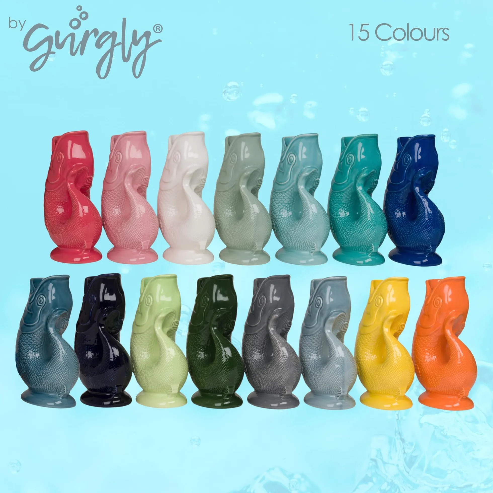 Iconic Sage Green Glug Dzbanek Duży 28 cm 1,4 l - Dzbanek na Wodę Rybną, Dekoracyjny Wazon Ryby, Ozdoba, Karafka