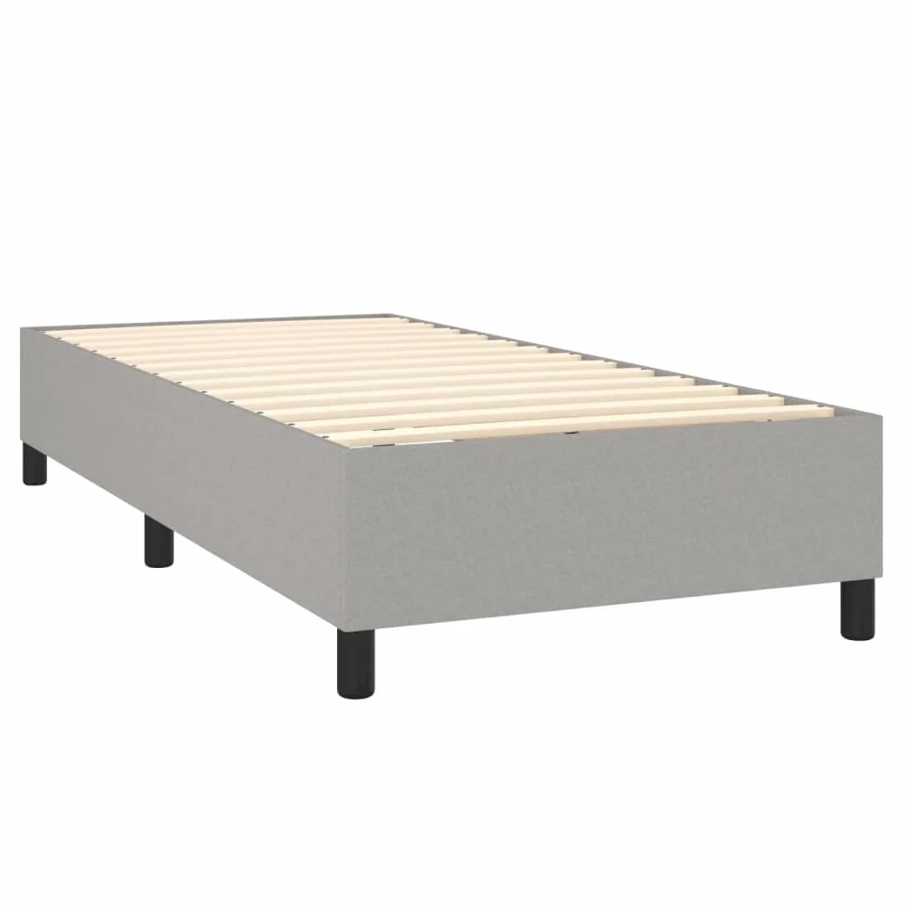 Tkanina regulowany zagłówek LED 80x200 cm Szary | Łóżko kontynentalne z materacem 80x200 cm jasnoszare tkanina LED regulowany zagłówek