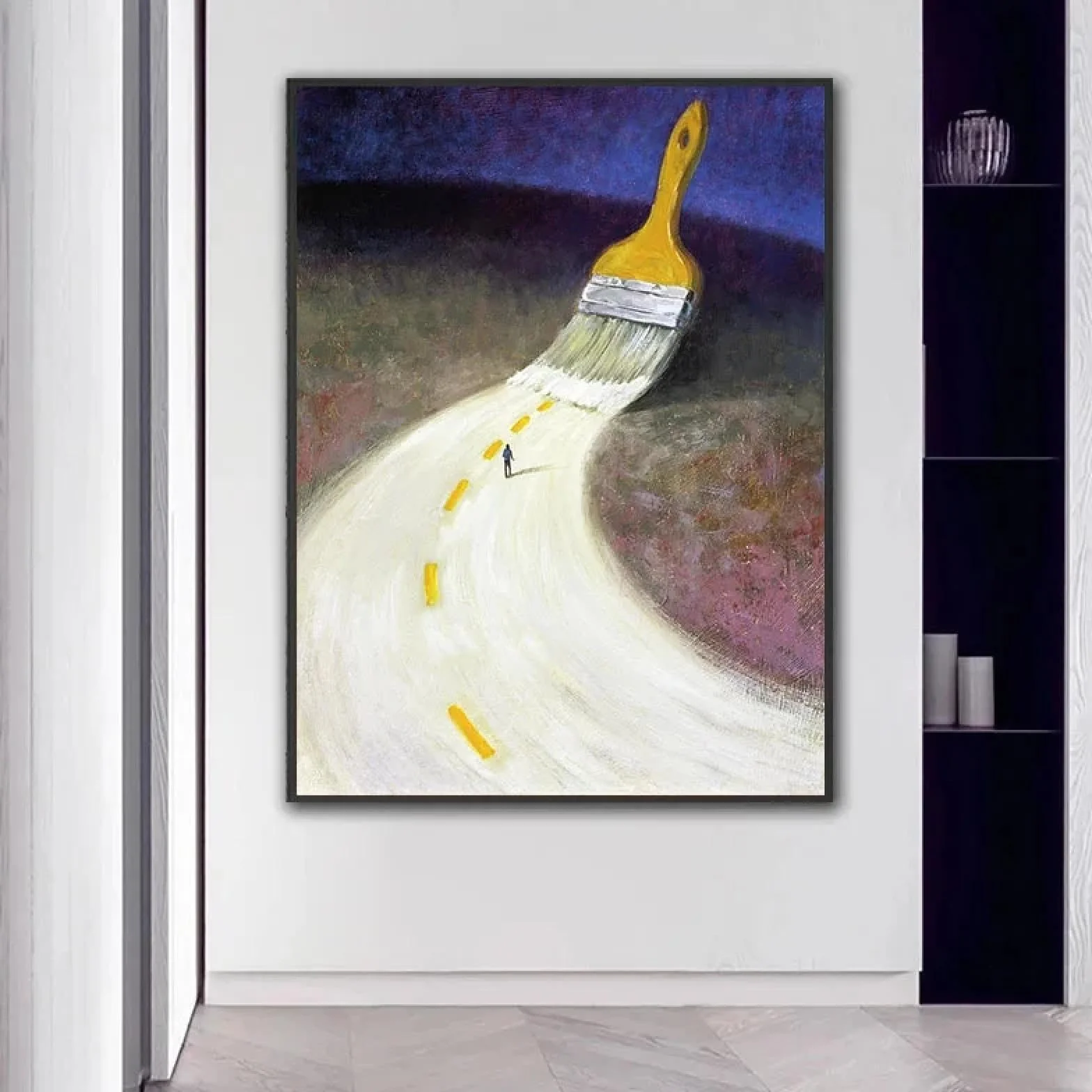 ZHUOYA Nowoczesna abstrakcyjna farba przyszłość sztuka obrazy na płótnie plakaty i druki sztuka ścienna obrazy do dekoracji salonu 80 x 120 cm bez ramy