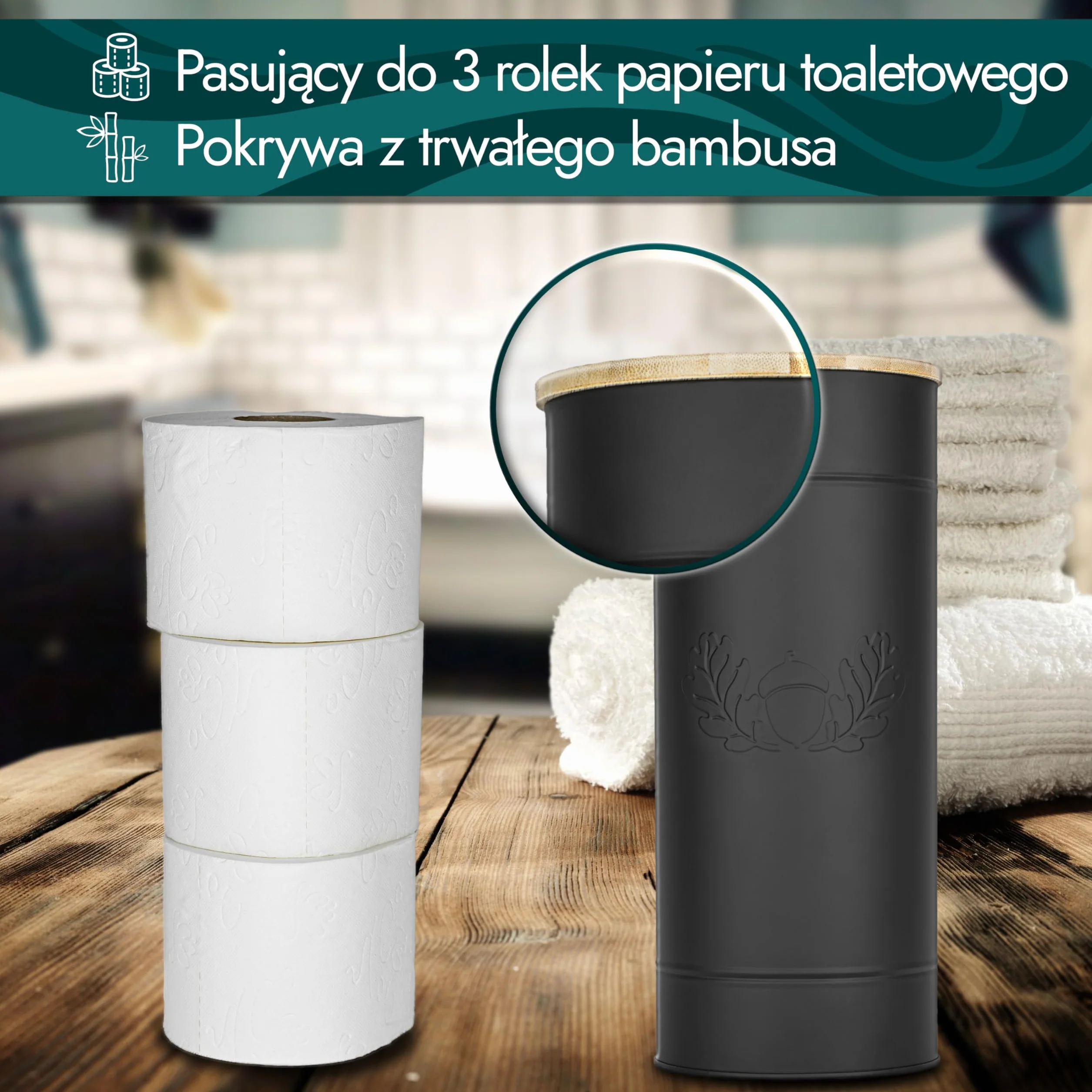 Metalowy czarny uchwyt na papier toaletowy nowoczesny vintage akcesorium łazienkowe