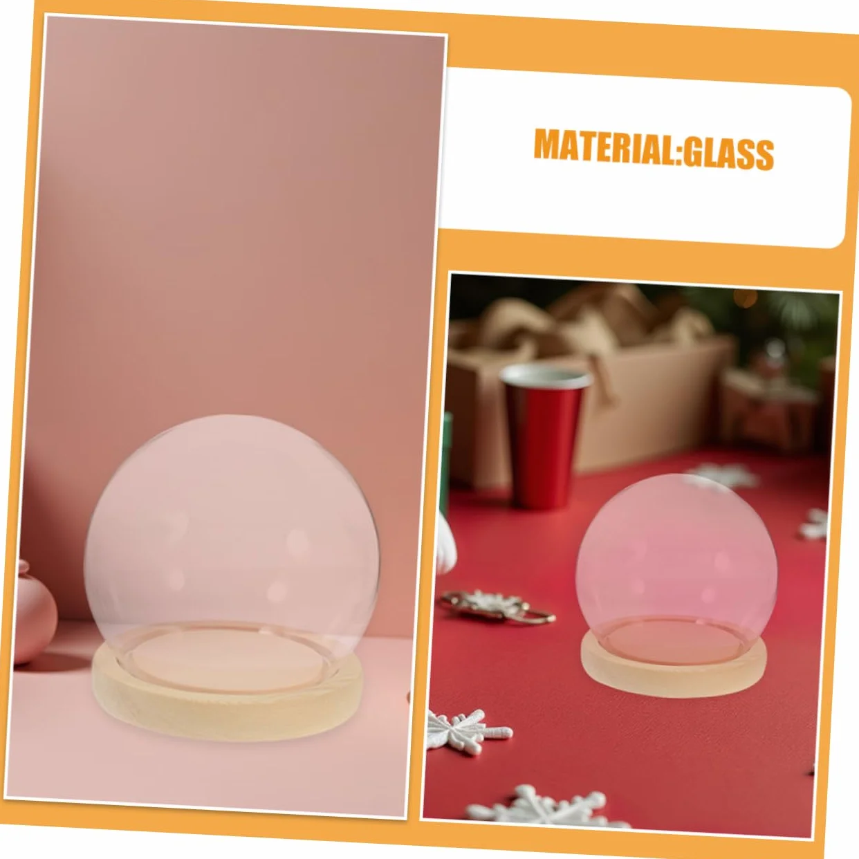 Eternal Flower Glass Dome Cloche with Wooden Base Preserved Flower Cover Crystal Display Case for Wedding Christmas Valentines And Easy to Clean Decorative Showcase