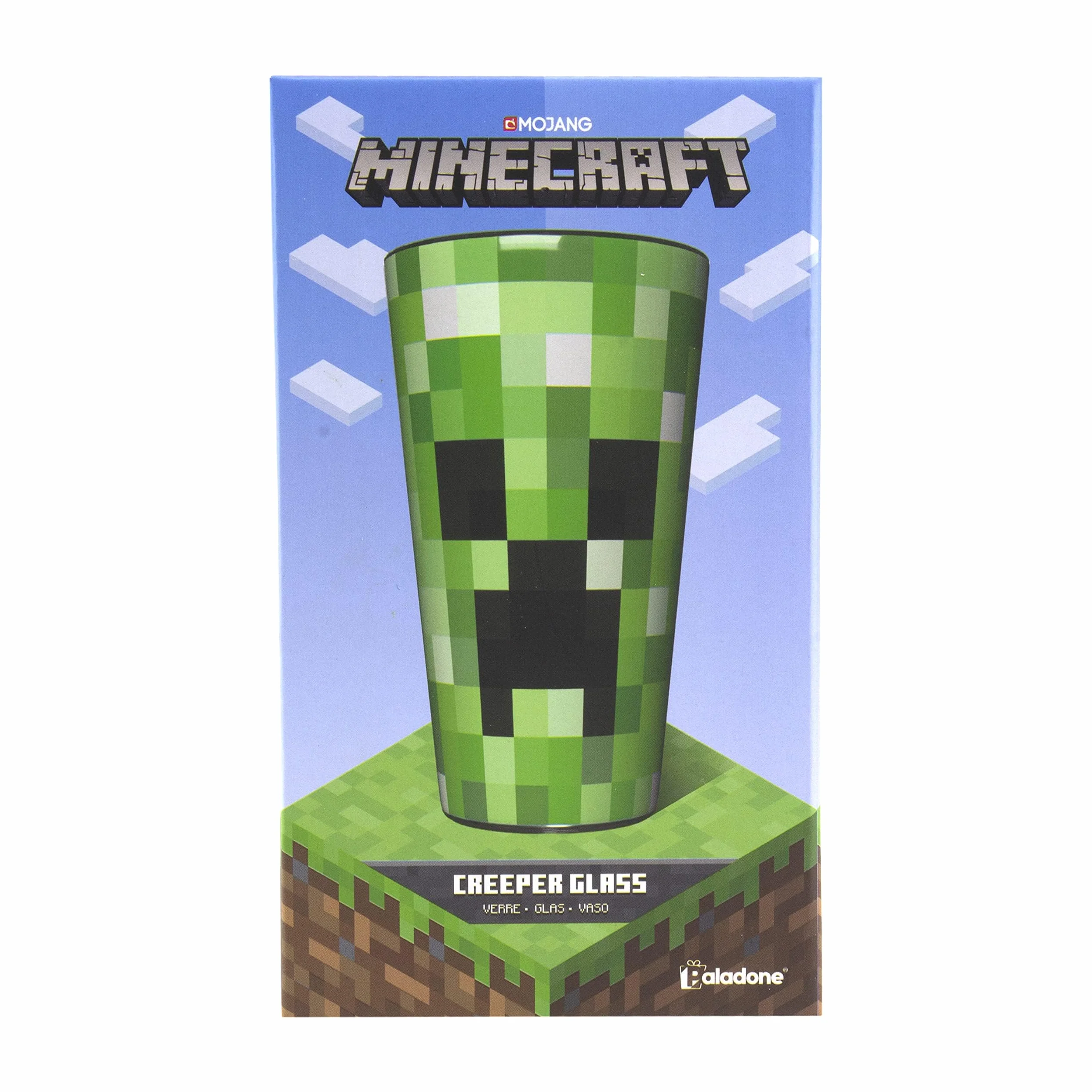 Paladone PP6729MCF Pikselowane szkło pnącze | Kubek do picia 450 ml | Idealny pomysł dla fanów Minecraft
