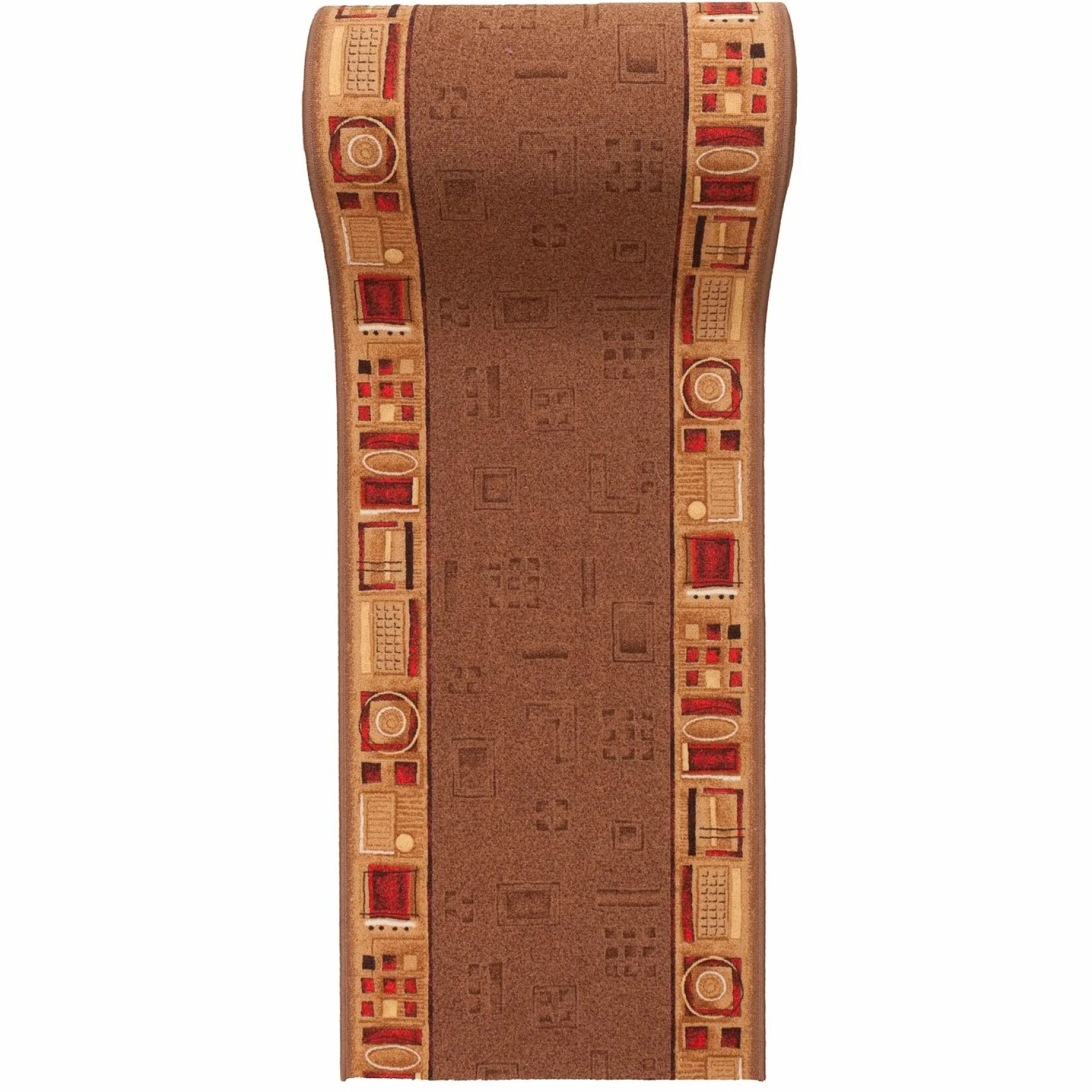 TAPISO Antypoślizgowy dywan, bieżnik antypoślizgowy, towar na metry, nowoczesny, brązowy, czerwony, wzór melanż, do korytarza, kuchni, salonu, 80 x 1500 cm