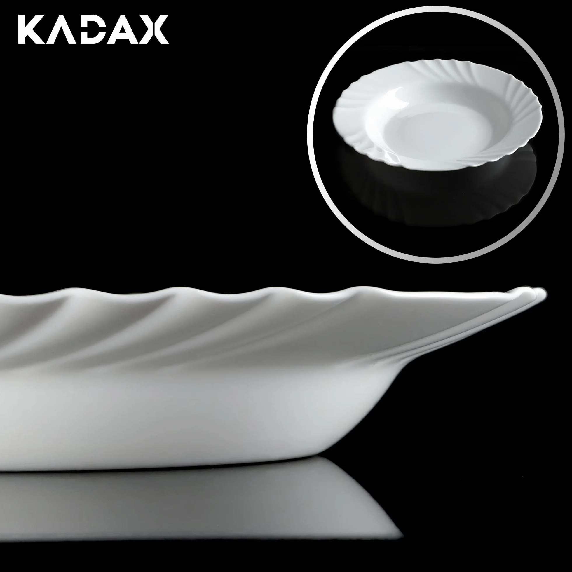 KADAX 36-częściowy serwis obiadowy dla 12 osób, serwis stołowy z talerzami do zupy, talerzami deserowymi i talerzami obiadowymi, zestaw talerzy ze szkła opalowego, zestaw naczyń (biały)