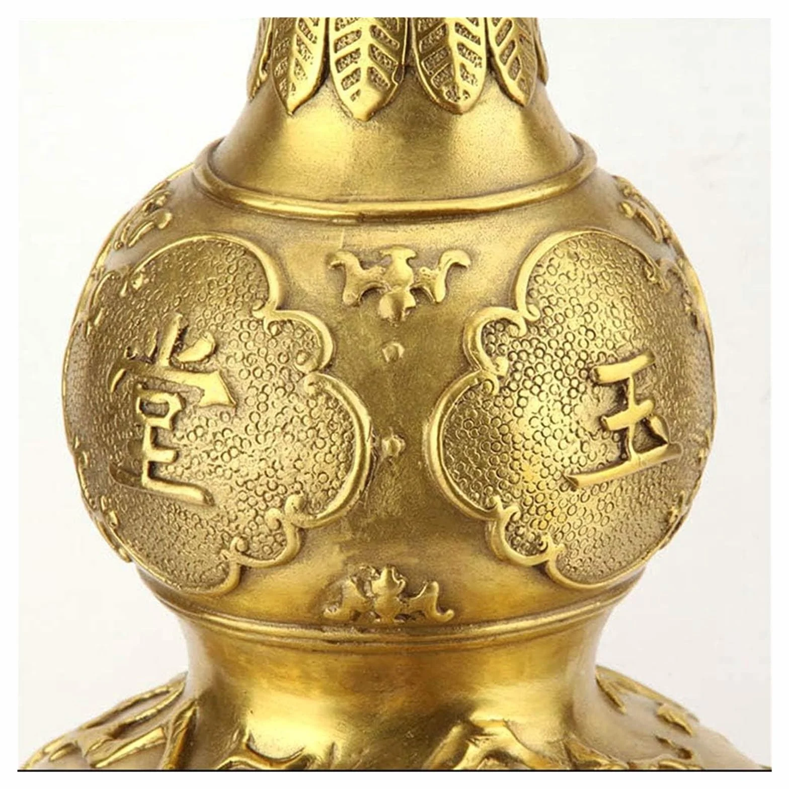 Tabletop Feng Shui Gold Brass Wu Lou Gourd Wealth Peaceful Copper Statue Chinese Charm Prosperity Decoration Figure
