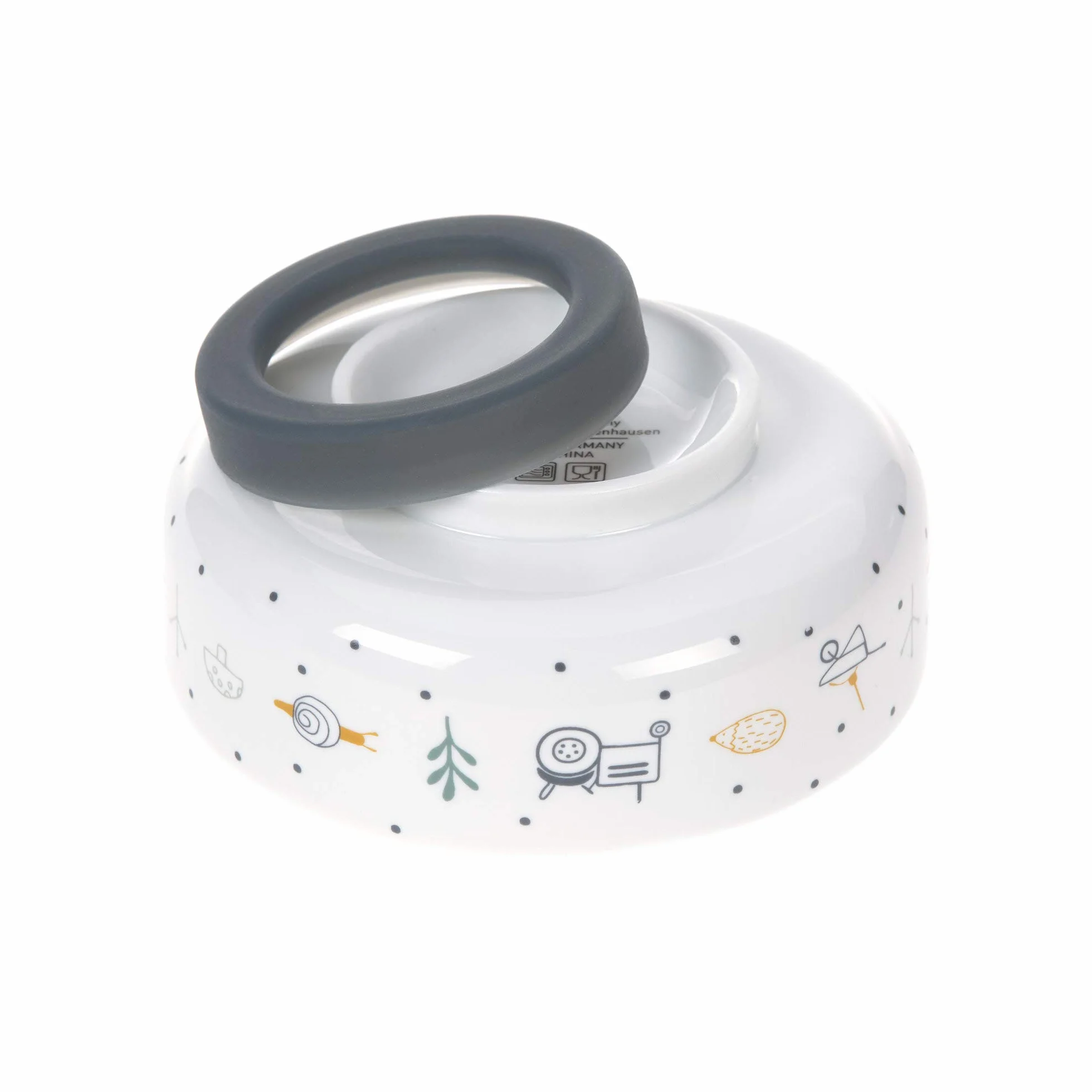 LÄSSIG Zestaw naczyń porcelanowych zestaw naczyń dla dzieci talerz miska kubek z pierścieniem silikonowym antypoślizgowe naczynia dla dzieci/Garden Explorer Boys