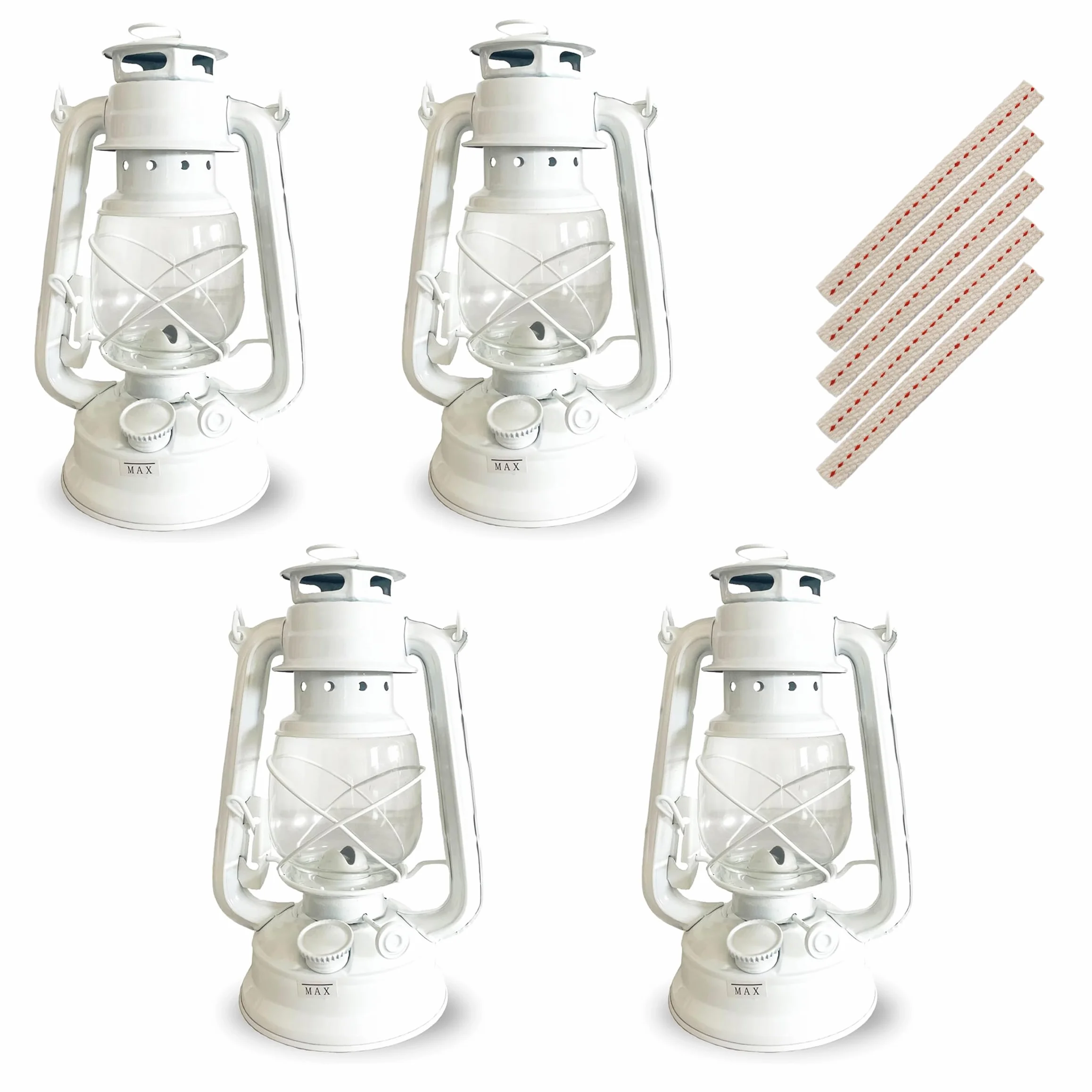 Zestaw 4 lamp olejowych w stylu retro, z knotem, do użytku bez prądu, odporne na warunki atmosferyczne i stylowe, wysokość 35,5 cm, kolor czarny lub biały, dekoracja i światło awaryjne do ogrodu, na