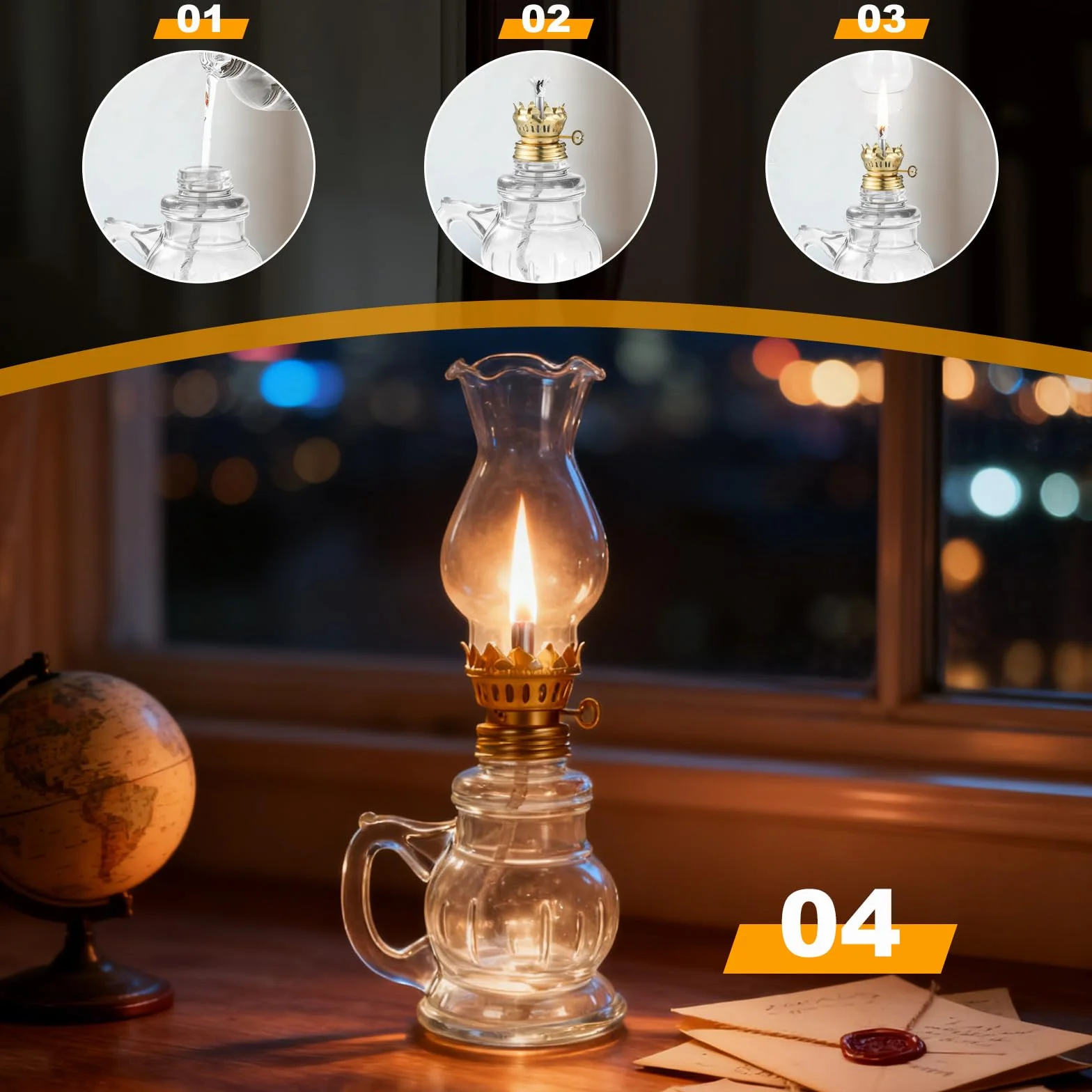 2 sztuki lamp naftowych w stylu vintage, lampa olejowa ze szkła z regulowanym knotem, lampa naftowa, delikatna lampa sztormowa do wnętrz, na zewnątrz, do salonu, ogrodu, dekoracja domu, oświetlenie