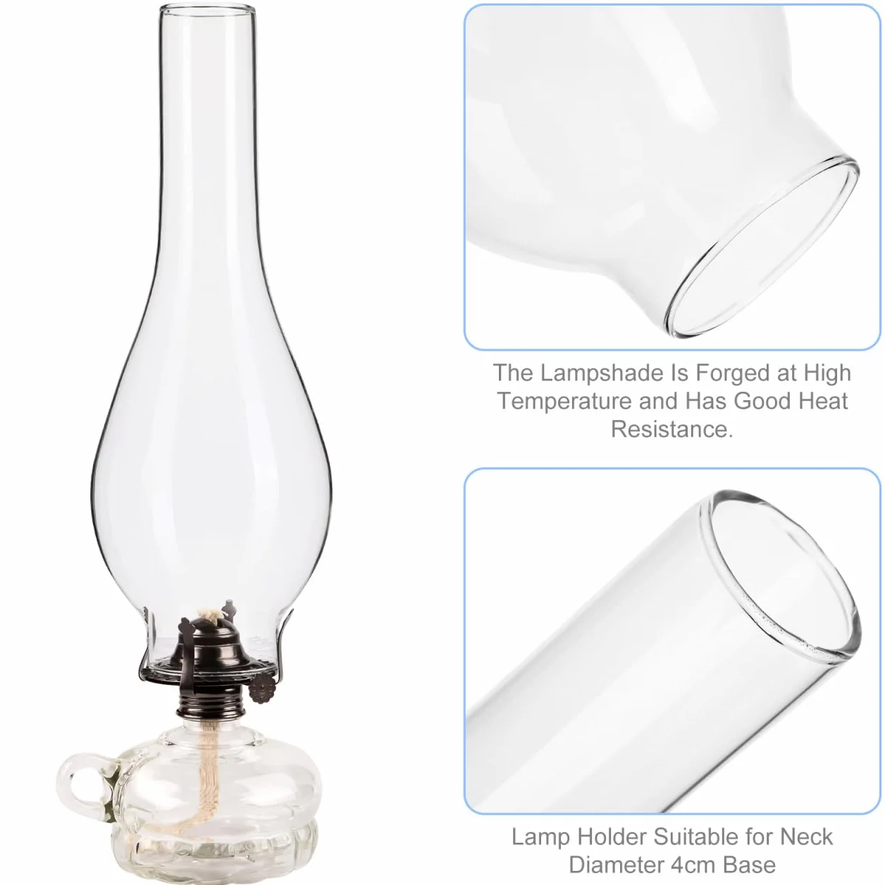 Iplusmile Lampa Olejowa - Cylinder Szklany, Klosz Zamienny Do Lampy Naftowej, Średnica Górna 3,8 cm, Dolna 5 cm