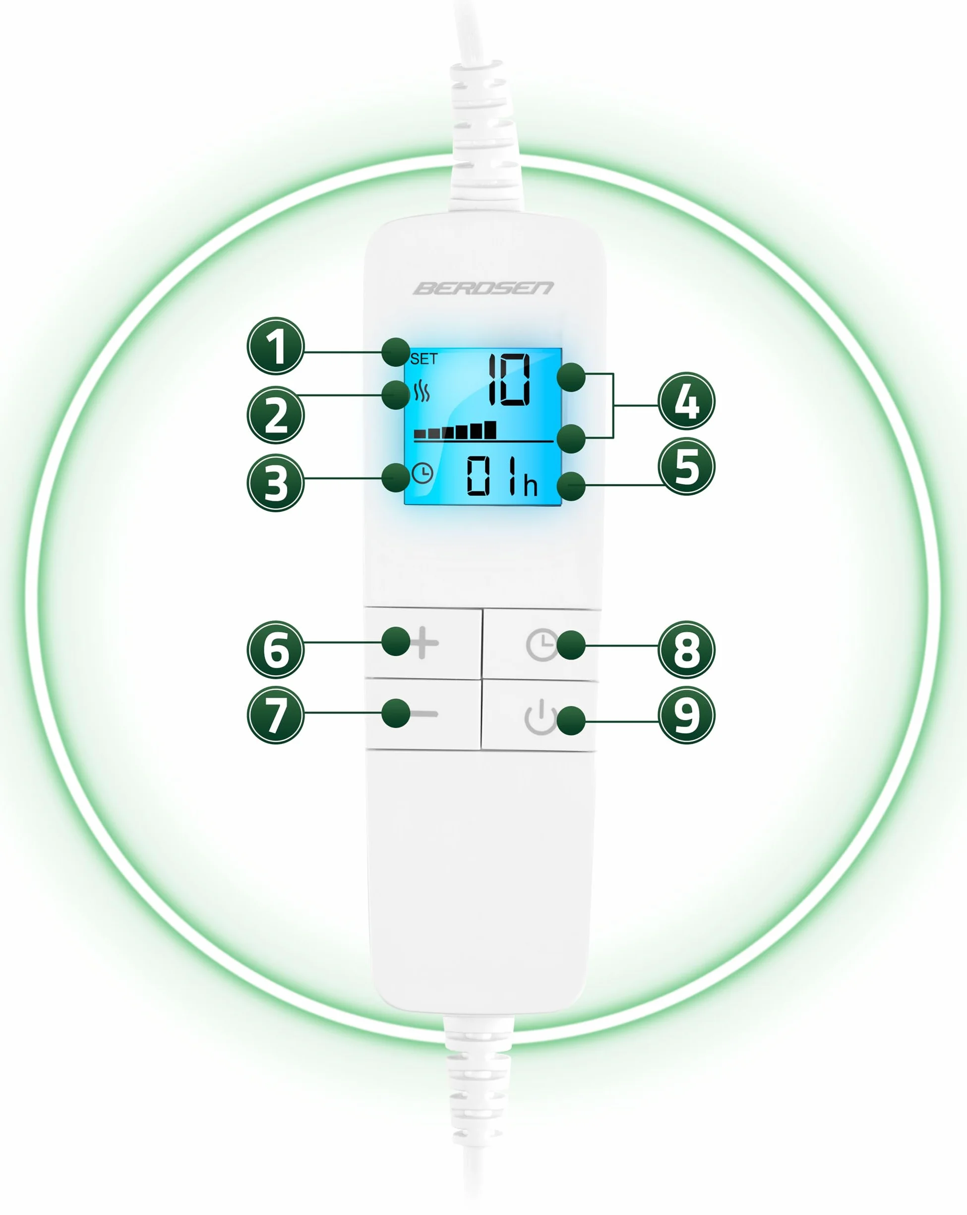 Koc ogrzewany Berdsen Koc elektryczny 10 ustawień temperatury 180 x 160 cm 550 I 220 g/m² Niebieski