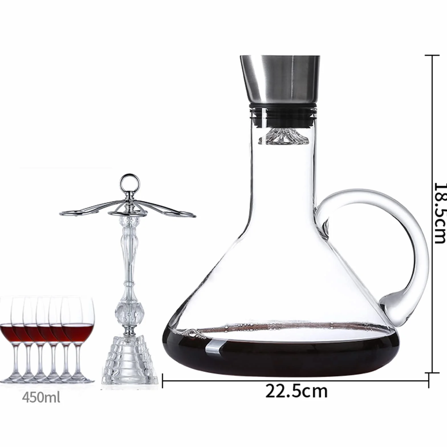 Zestaw kieliszków do dekantera do wina, bezołowiowe szkło kryształowe, 1800 ml, dmuchana butelka, bar, kuchnia