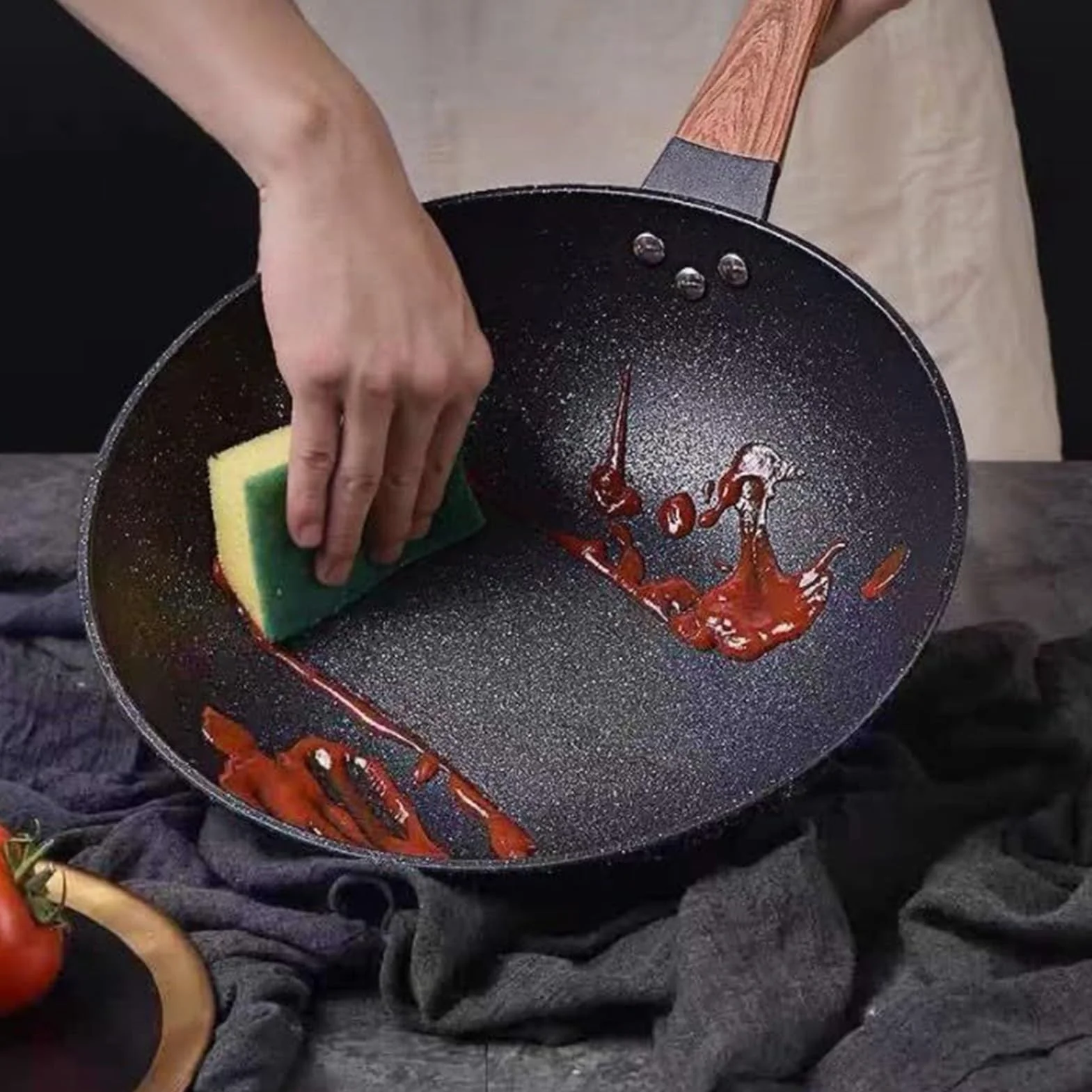 Woki Nieprzywierające Nieprzywierające Patelnie Stir-Fry I Sauté | Głęboka Patelnia Nieprzywierająca Z Pokrywą Do Pieczenia Naleśniki Akcesoria Kuchenne Rybny Kuchnia