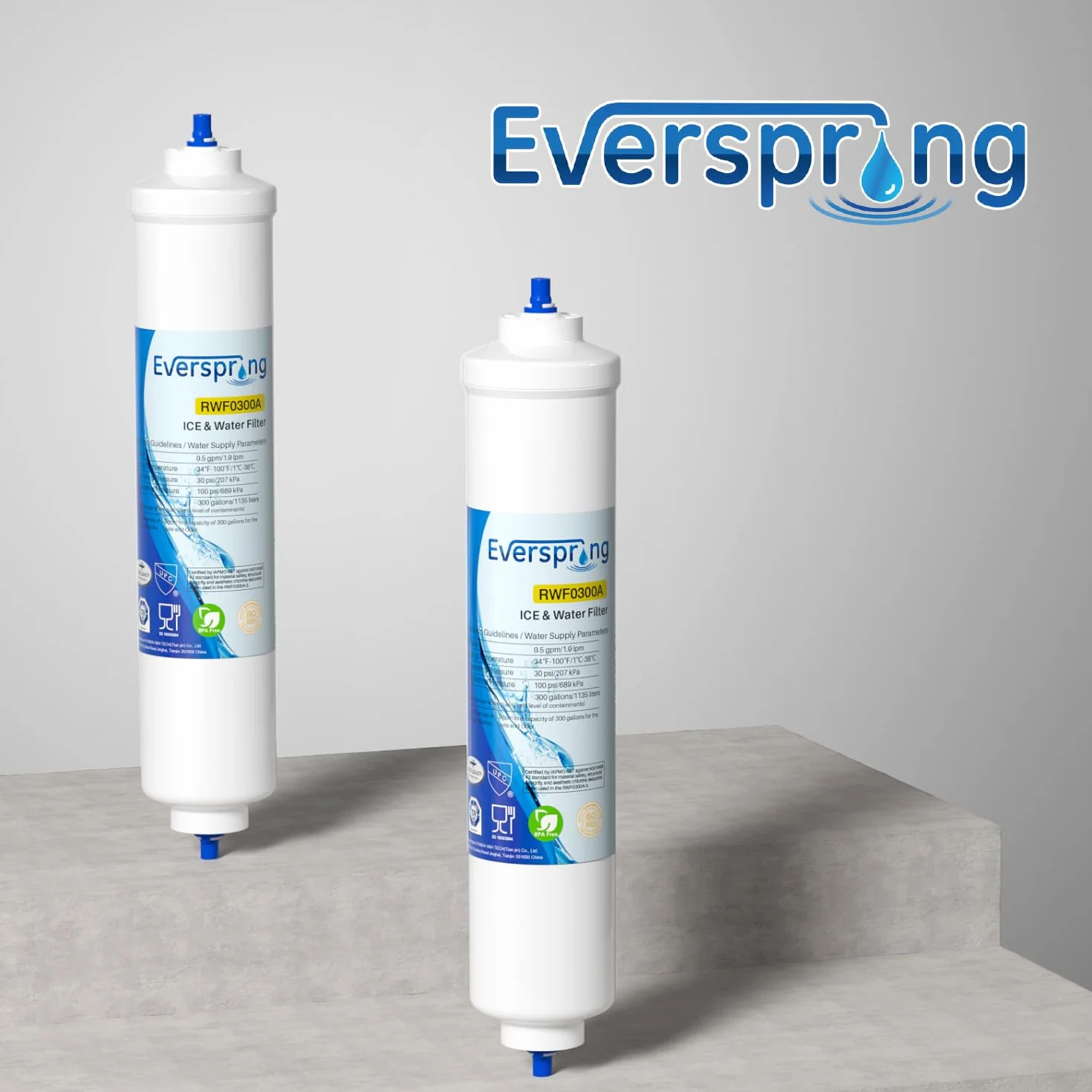 EVERSPRING Filtr wody do lodówki Kompatybilny z Samsung DA29-10105J, DA29-10105J HAFEX/EXP, DA99-02131B, WSF-100, EF9603, LG Inline Lodówka, 4 sztuki.