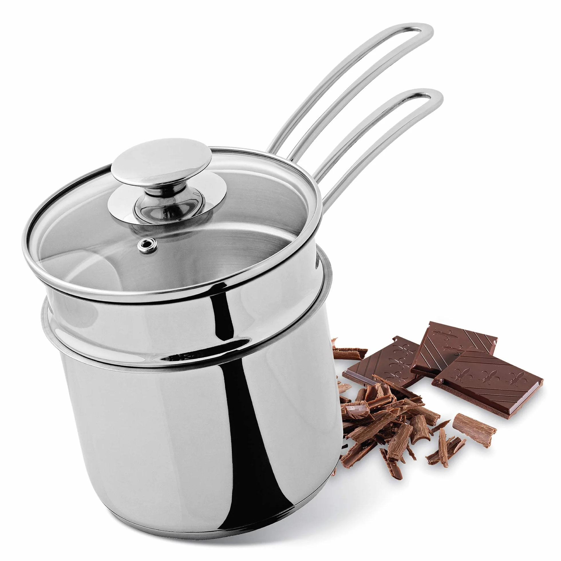 Kuchenprofi Bain Marie/podwójny kocioł na kanapki ze szklaną pokrywką, srebrny, 15 cm