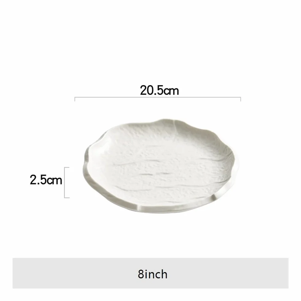 Talerz jadalny, biały talerz zachodni stek talerz obiadowy talerz warzywny domowa ceramiczna zastawa stołowa talerz śniadaniowy, talerze kuchenne, jeden kolor 20 cm