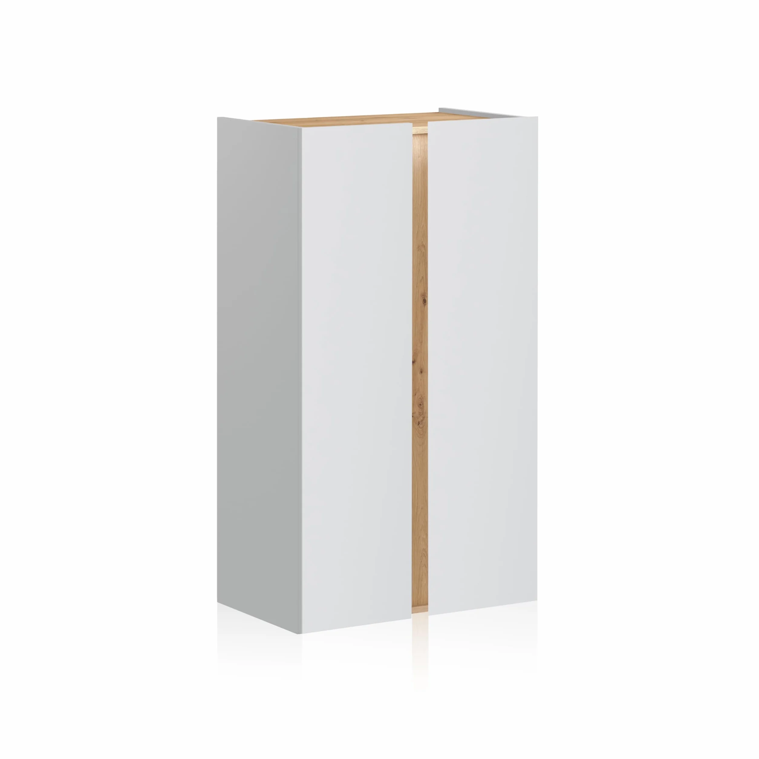 duehome | Eitan, 2-drzwiowy szewc, Szafka na buty, Wykończenie w kolorze białym Artik & Dąb Nodi, Wymiary: 56,5 cm (długość) x 102 cm (wysokość) x 35 cm (tło)